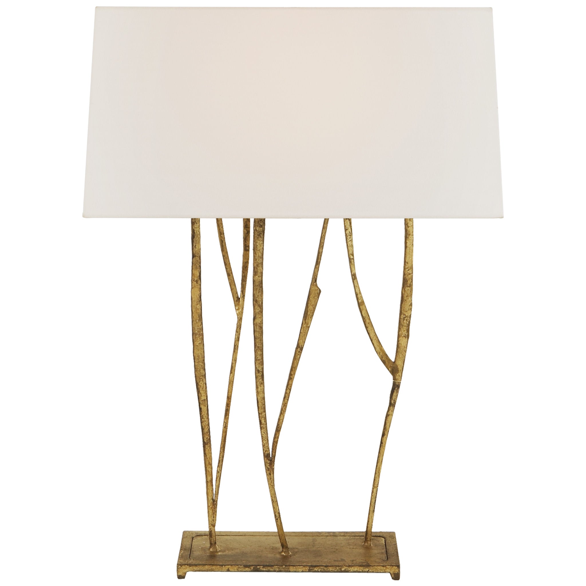 Ian K. Fowler Aspen Console Lamp in Gilded Iron with Linen Shade Table Lamp W16" x H22.5"
