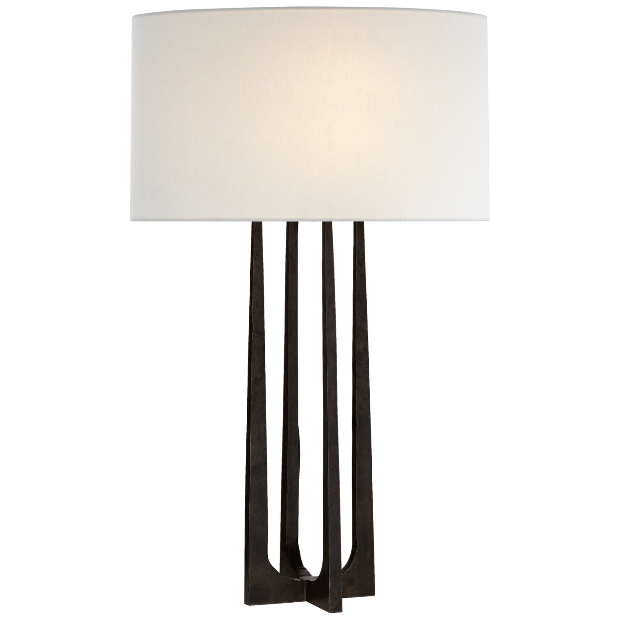 Ian K. Fowler Scala Hand-Forged Table Lamp in Aged Iron with Linen Shade W16" x H26.25"