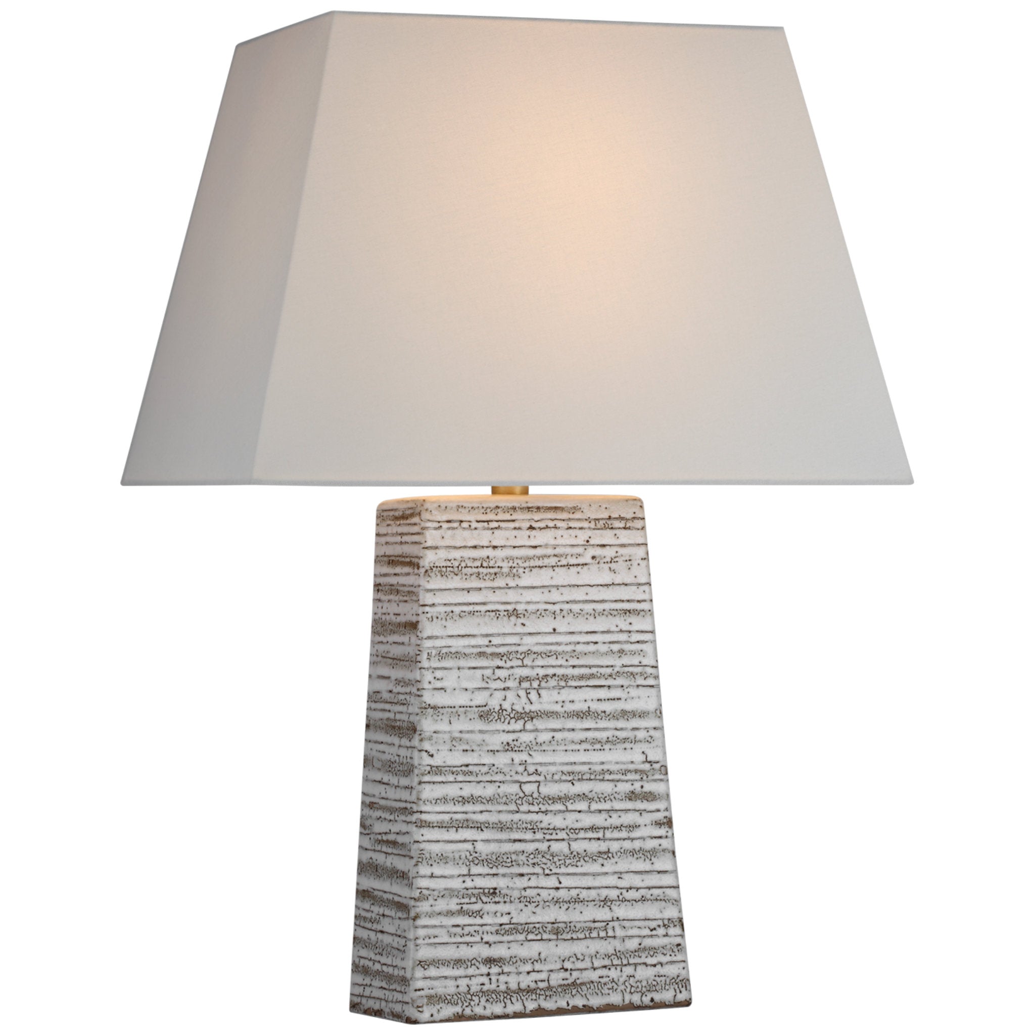Marie Flanigan Gates Medium Rectangle Table Lamp in Malt White Dust with Linen Shade W18" x H26.5"