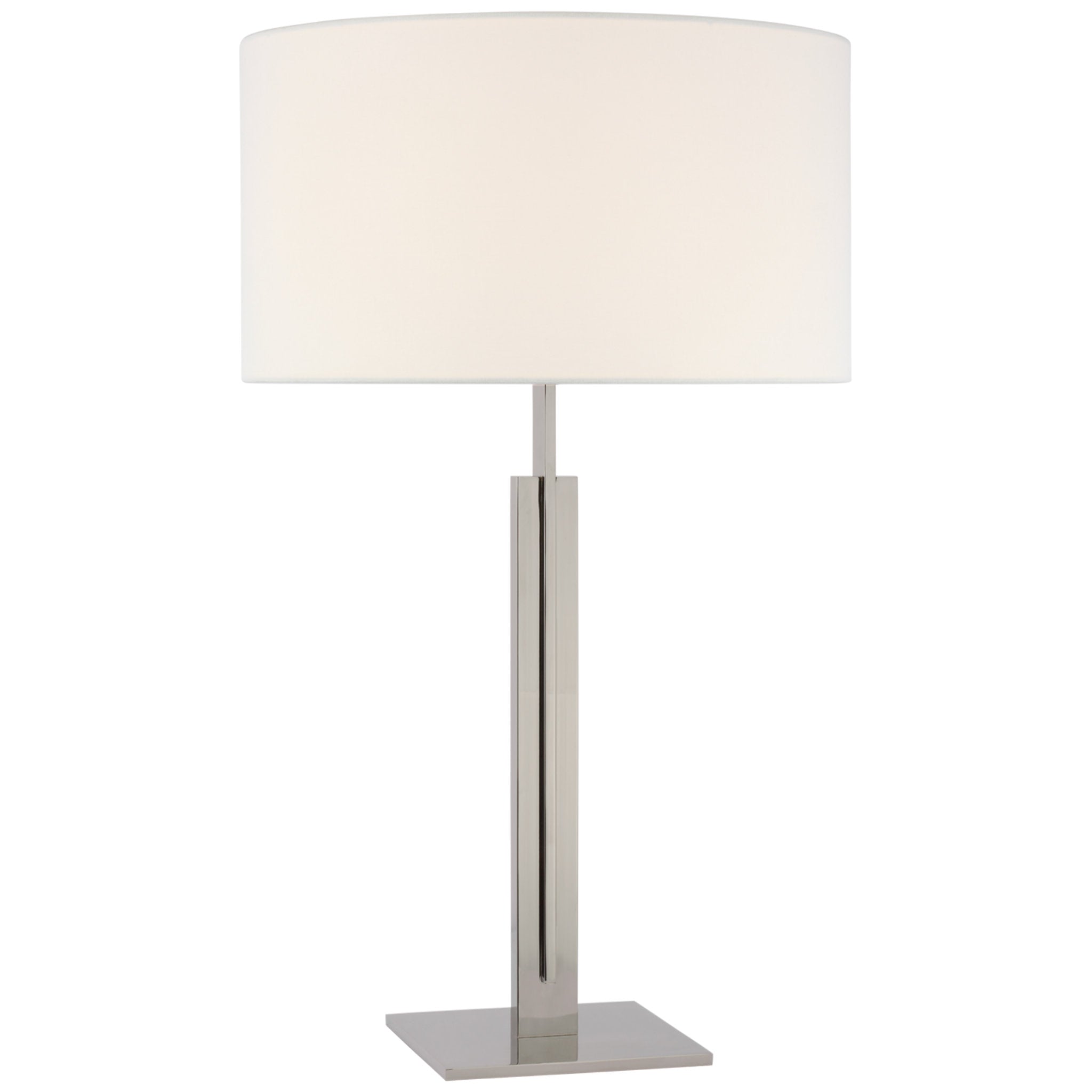Ian K. Fowler Serre Large Table Lamp in Polished Nickel with Linen Shade W18" x H30"