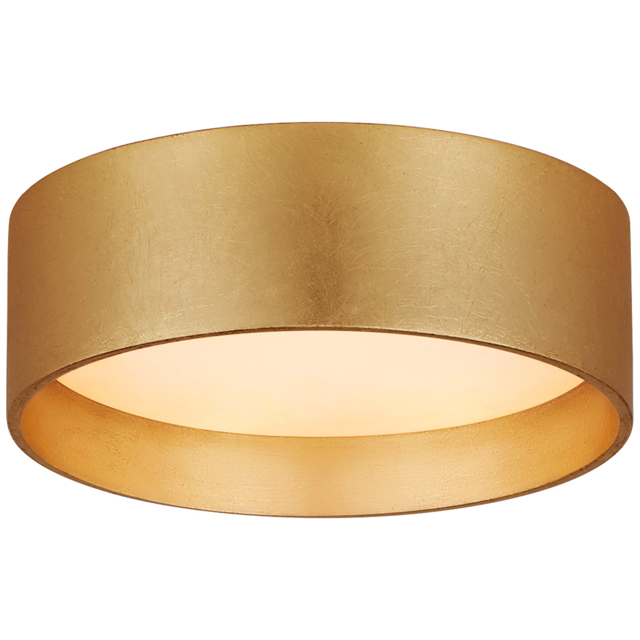 Visual Comfort Shaw 5" Solitaire Flush Mount in Gild with White Glass Ceiling Light W5.25" x H2"