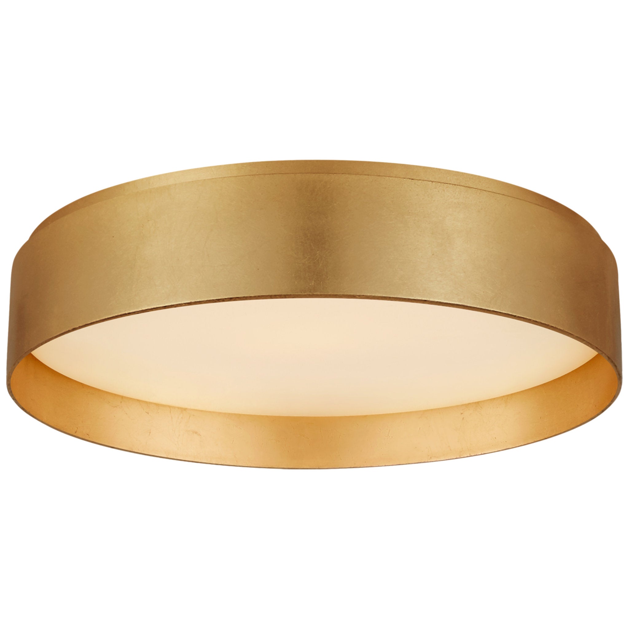 Visual Comfort Shaw Large Flush in Gild with White Glass Ceiling Light W17" x H3.75"