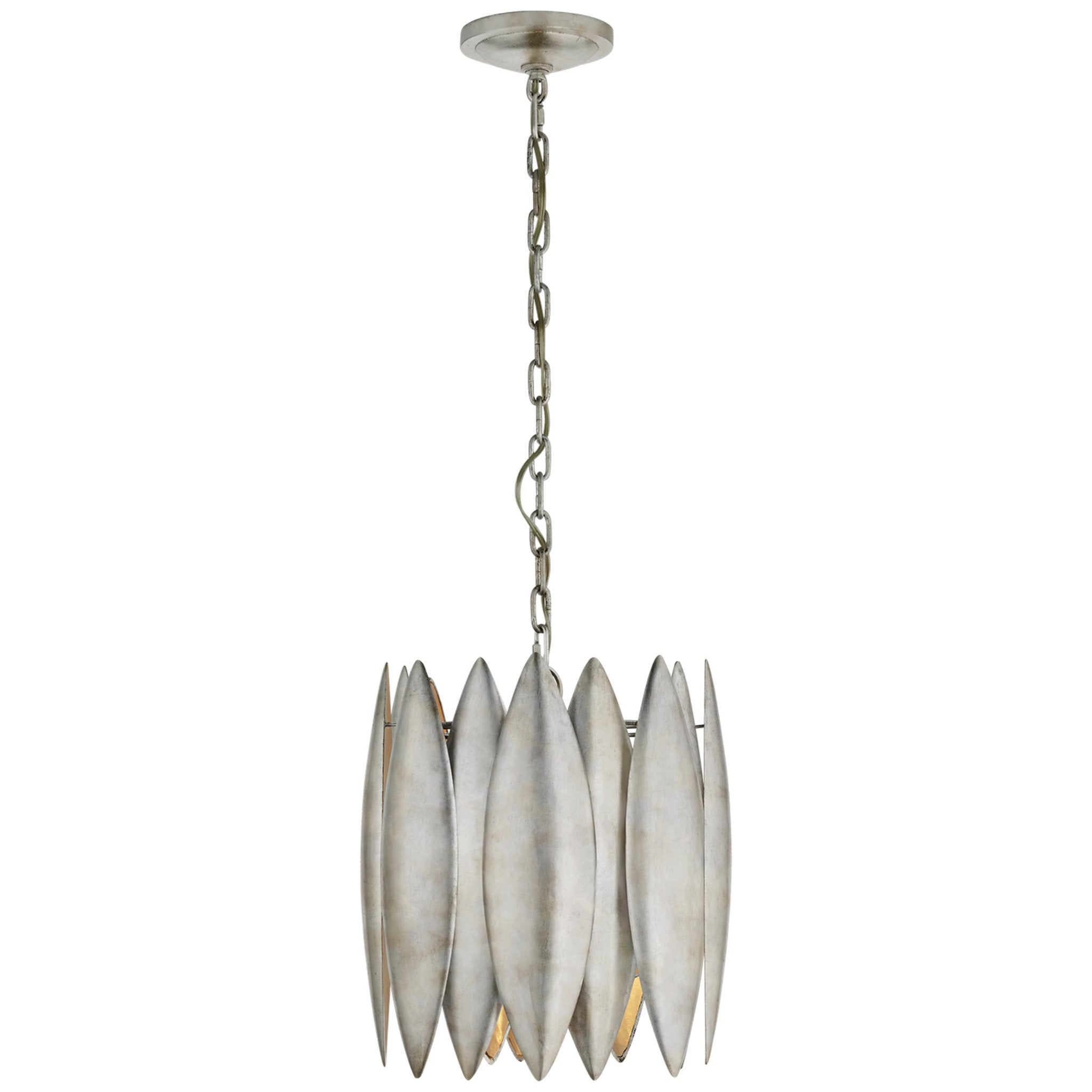 Barry Goralnick Hatton Small Chandelier in Burnished Silver Leaf Ceiling Light W14.75" x H16"