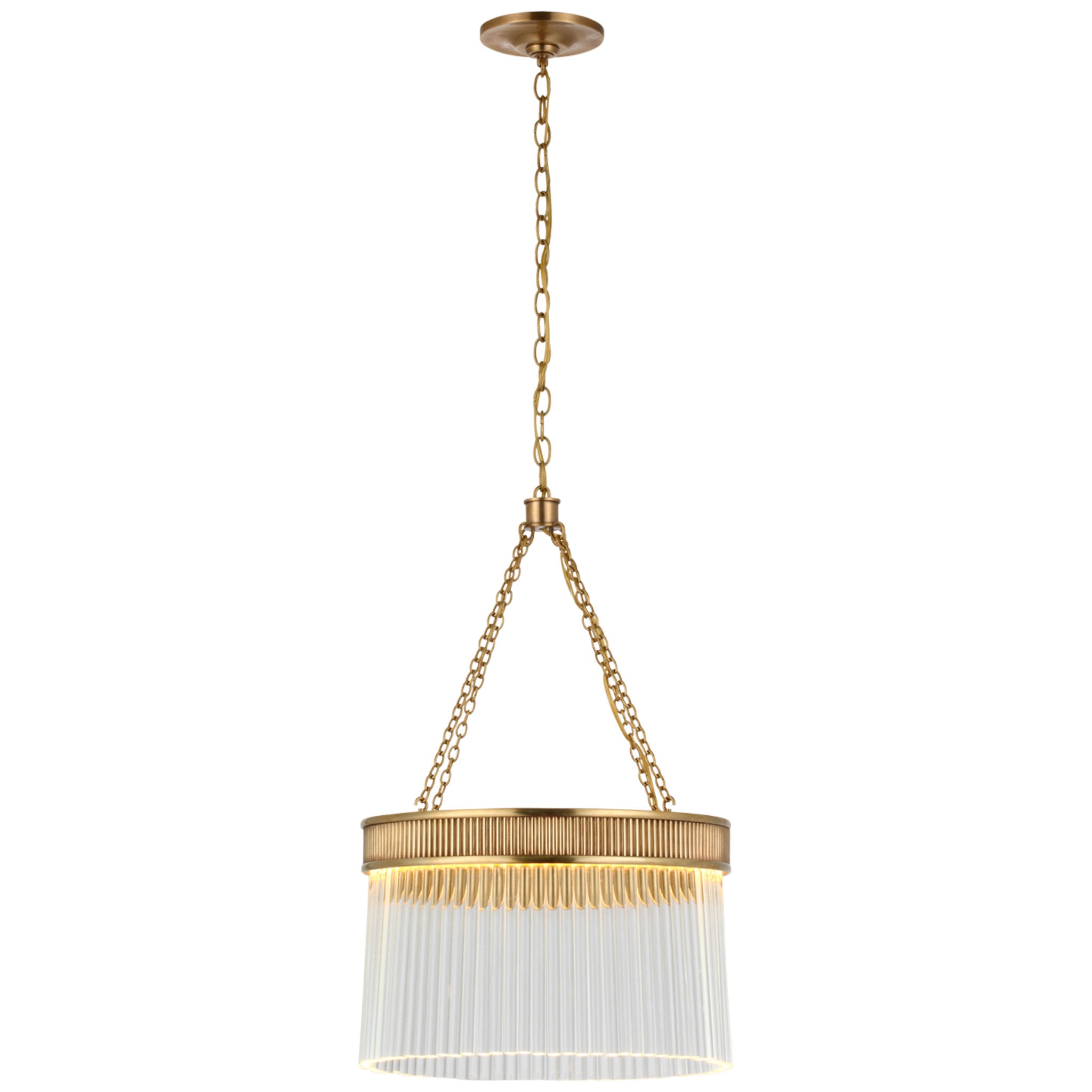 Marie Flanigan Menil Medium Chandelier in Soft Brass with Crystal Rods Ceiling Light W15.25" x H20.5"