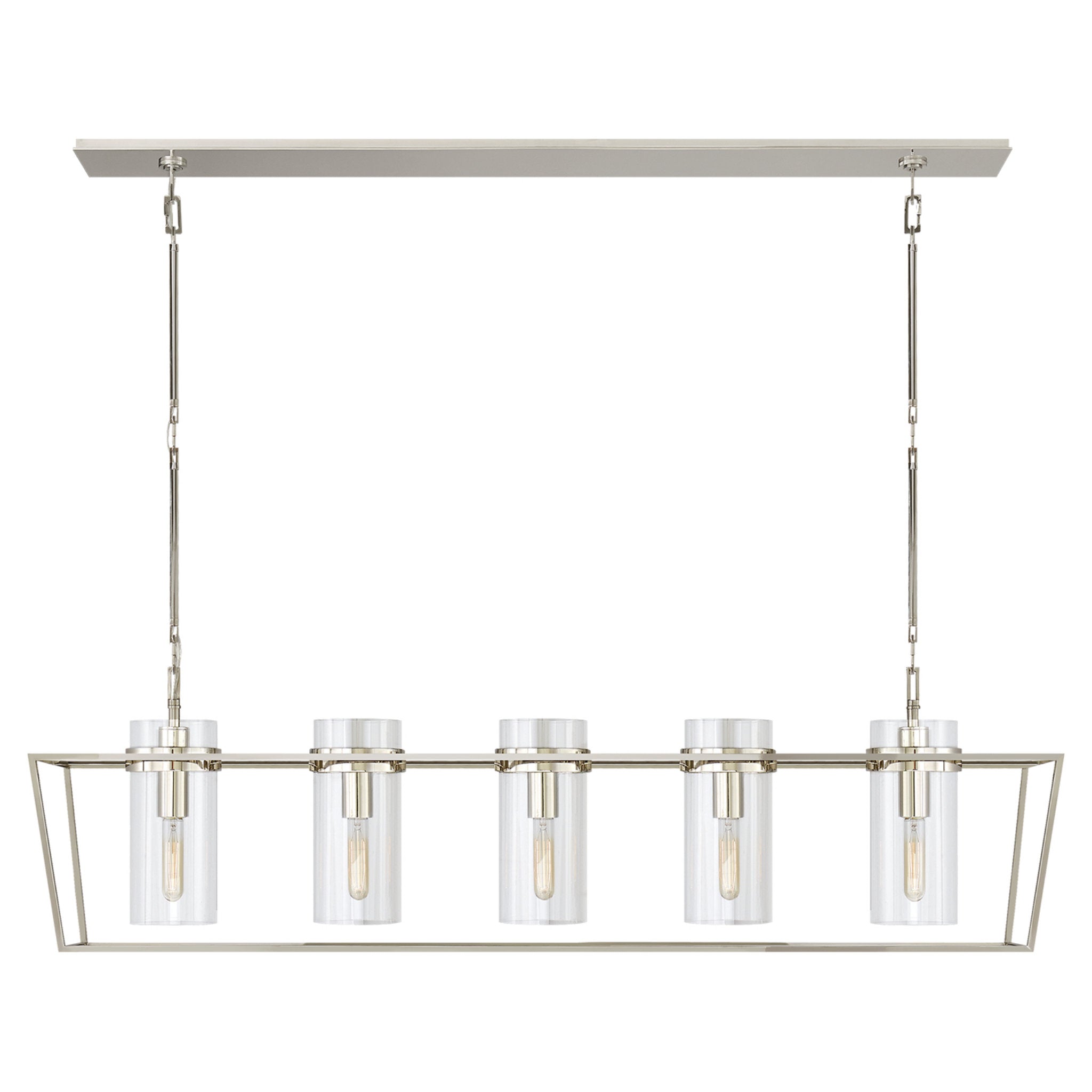Ian K. Fowler Presidio Large Linear Lantern in Polished Nickel with Clear Glass Ceiling Light W54"