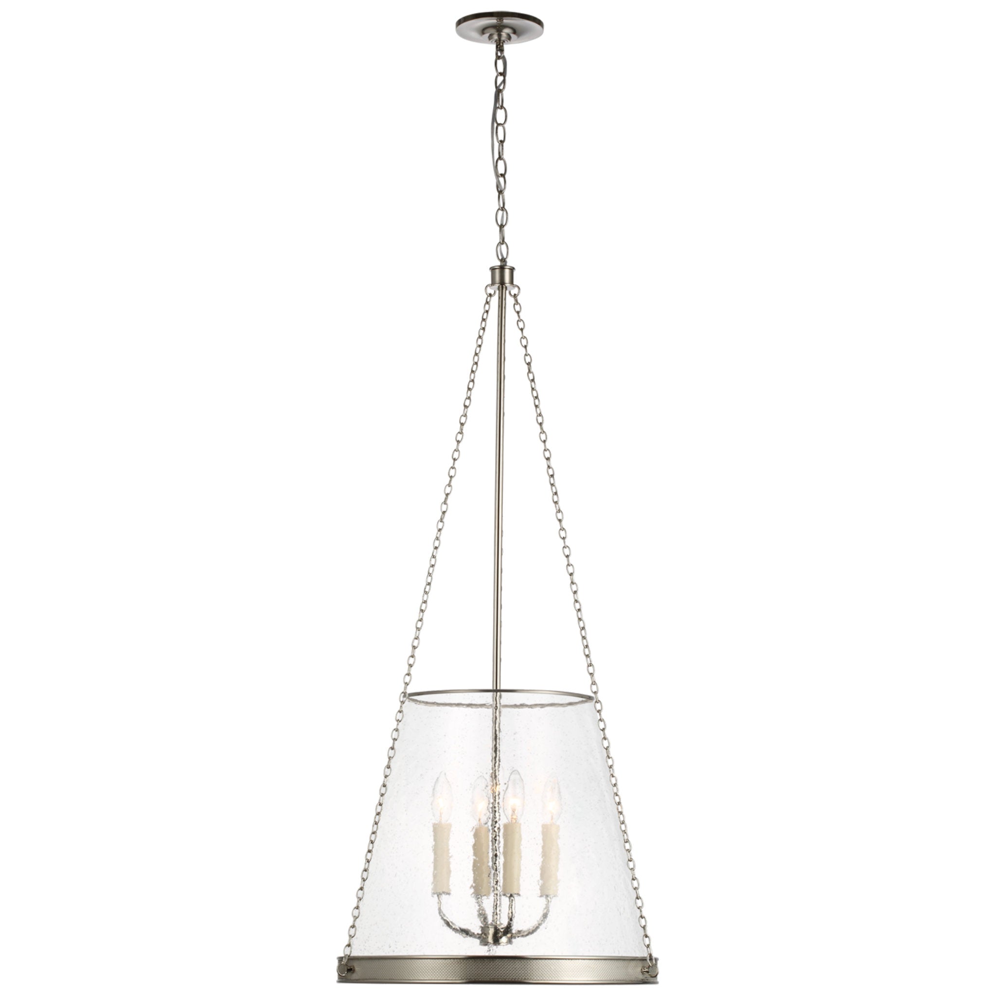 Marie Flanigan Reese 18" Pendant in Polished Nickel with Clear Restoration Glass Ceiling Light W20" x H40.75"