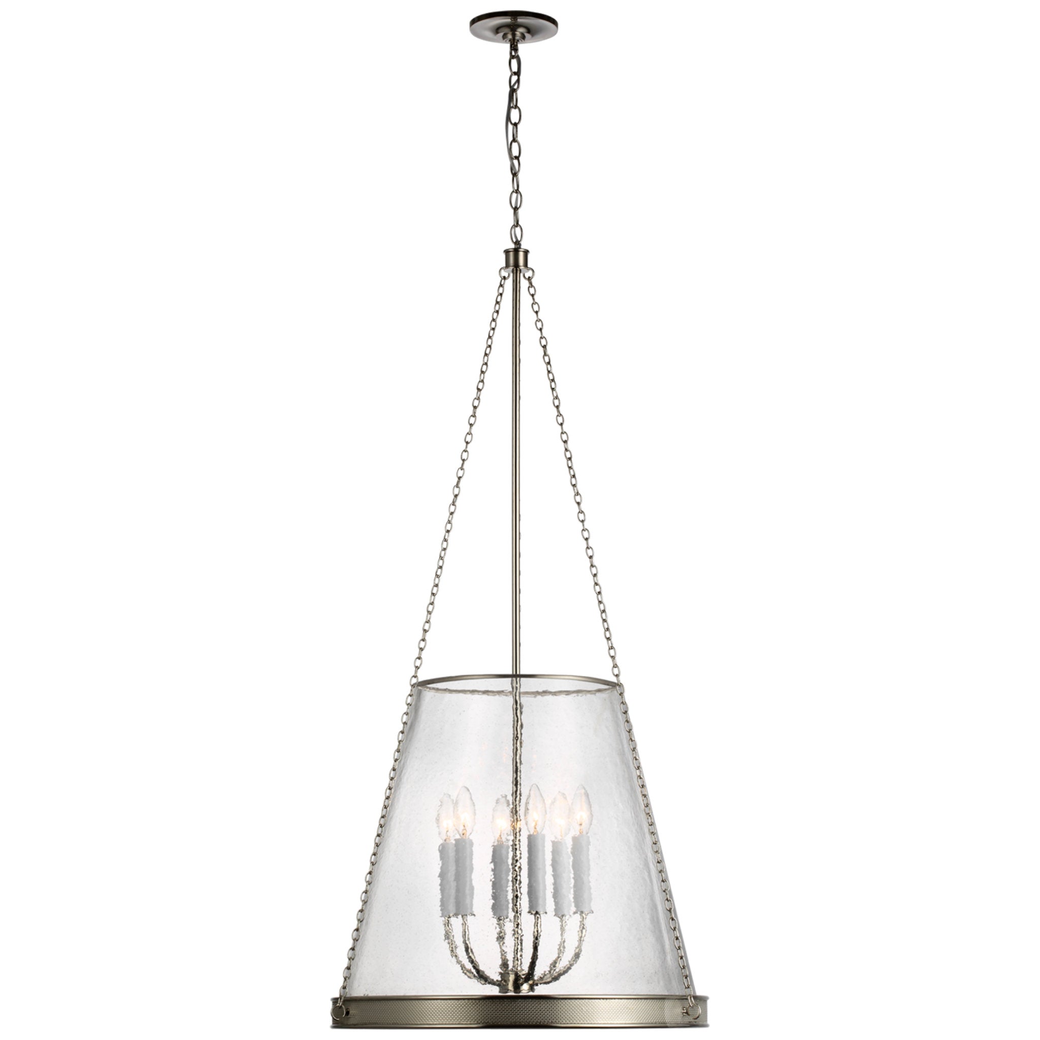 Marie Flanigan Reese 22" Pendant in Polished Nickel with Clear Restoration Glass Ceiling Light W23" x H45.5"