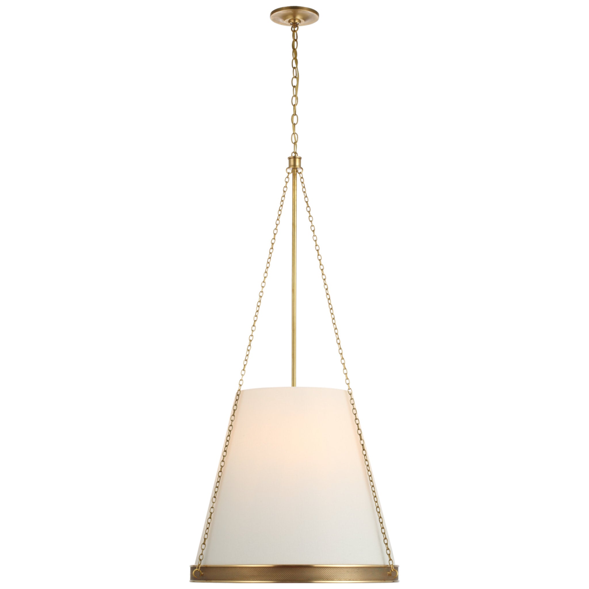 Marie Flanigan Reese 22" Pendant in Soft Brass with Linen Shade Ceiling Light W23" x H45.5"