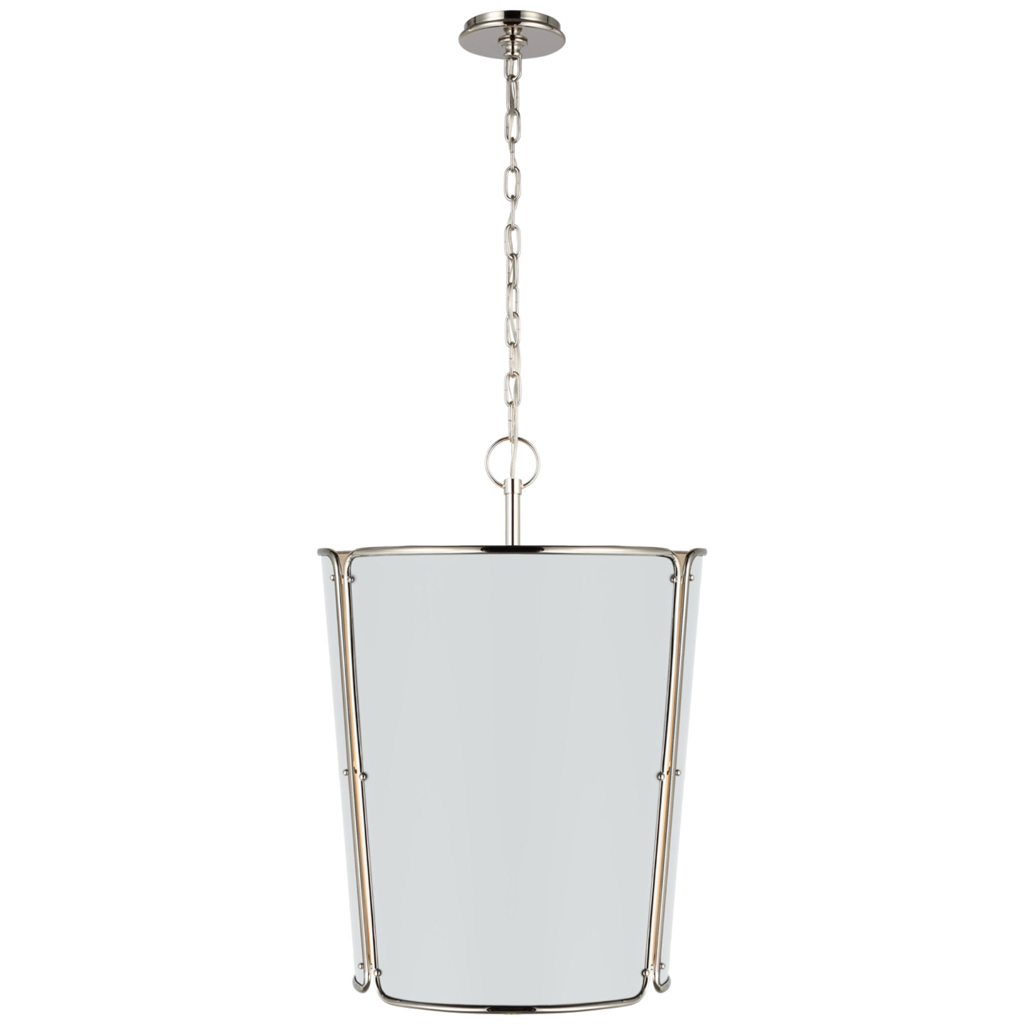 Carrier and Company Hastings Large Pendant in Polished Nickel with White Shade Ceiling Light W25.25" x H36.5"