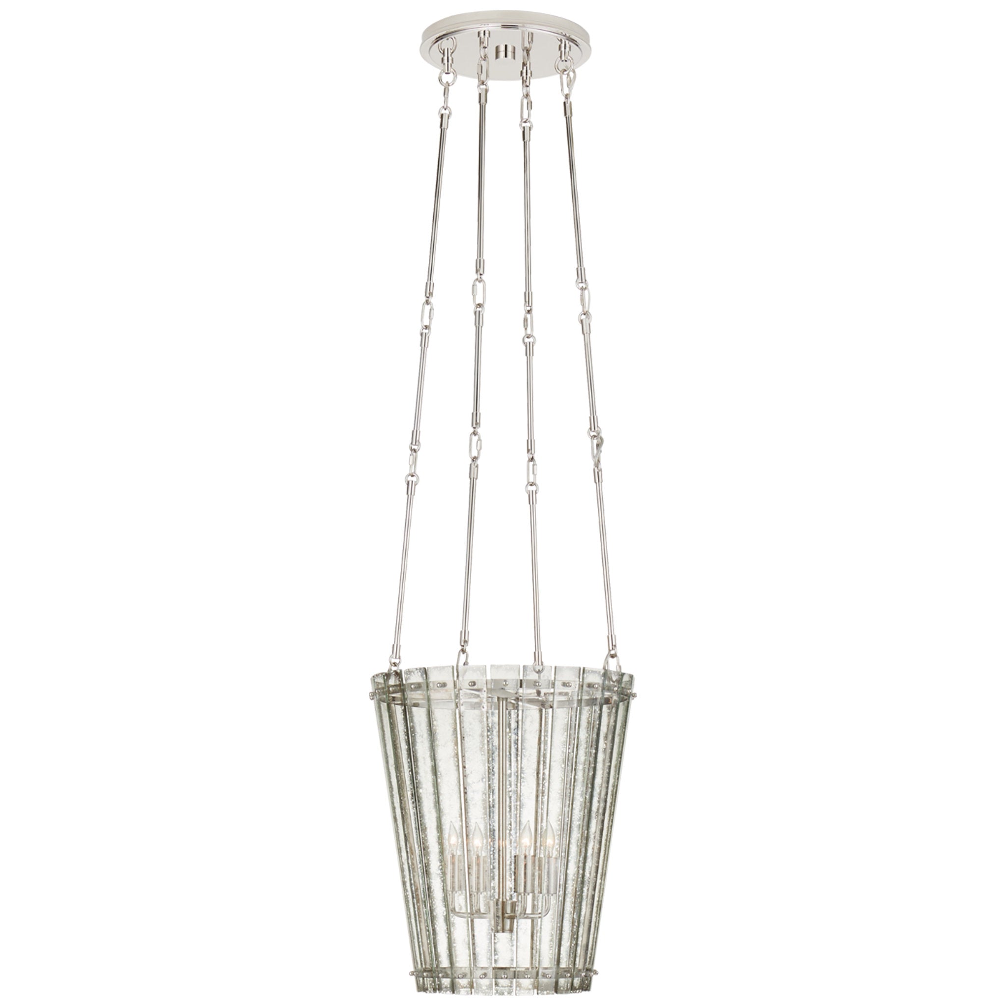 Carrier and Company Cadence Small Tall Chandelier in Polished Nickel with Antique Mirror Ceiling Light W15"