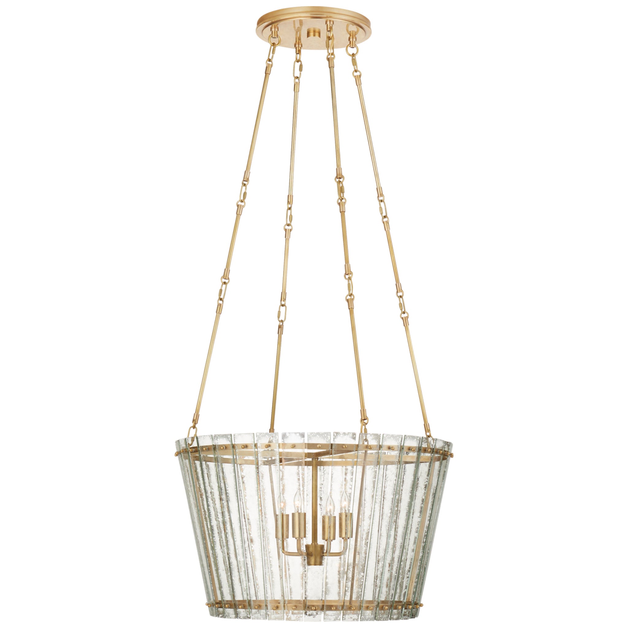 Carrier and Company Cadence Medium Chandelier in Hand-Rubbed Antique Brass with Antique Mirror Ceiling Light W24"
