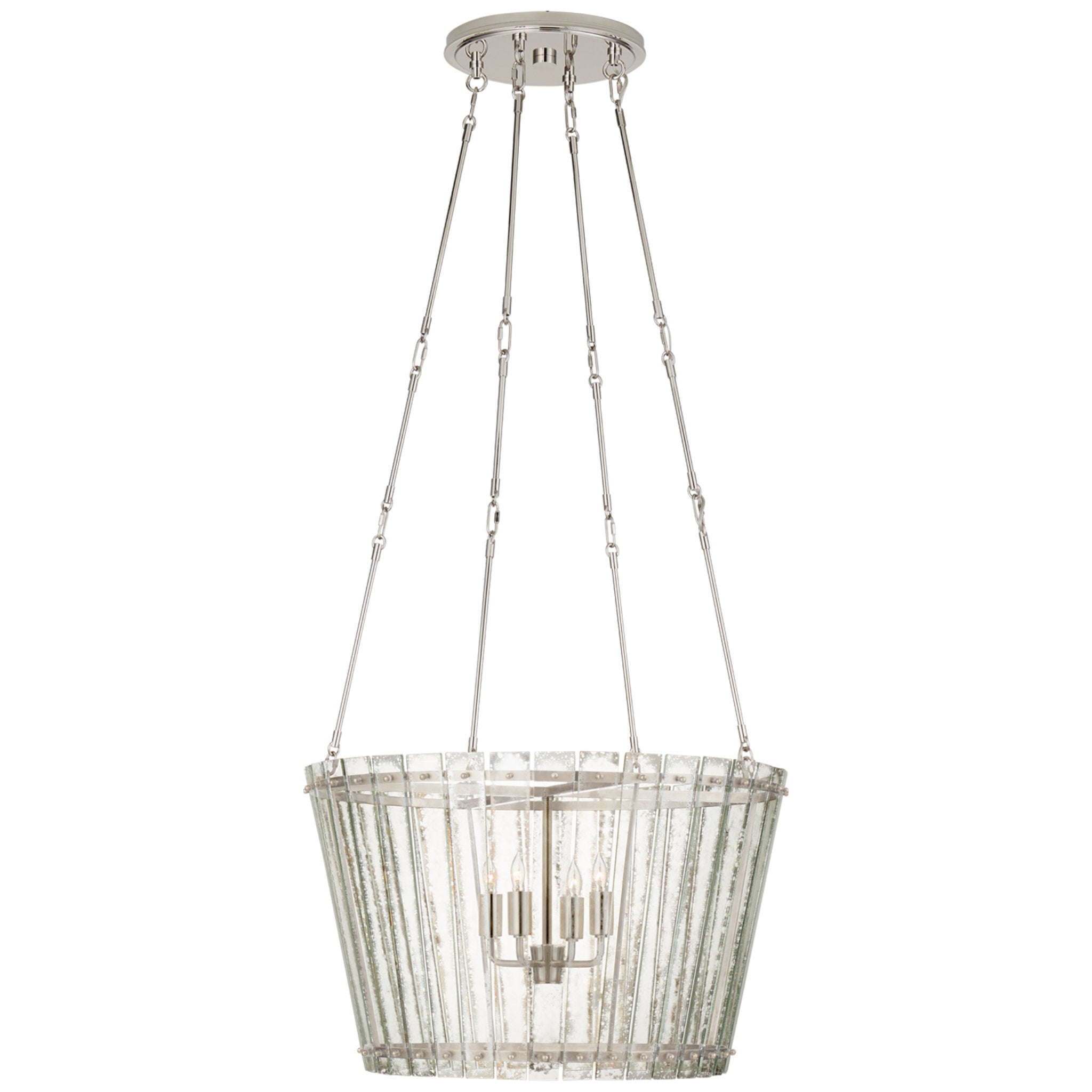 Carrier and Company Cadence Medium Chandelier in Polished Nickel with Antique Mirror Ceiling Light W24"