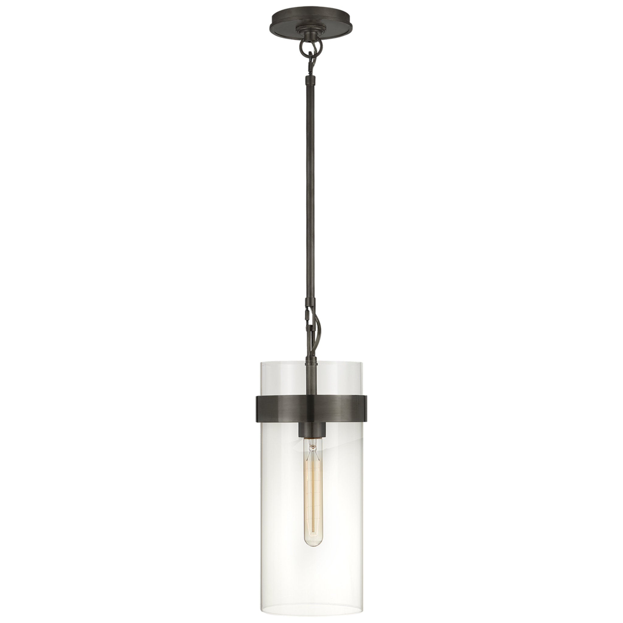 Ian K. Fowler Presidio Small Pendant in Bronze with Clear Glass Ceiling Light W6.5"