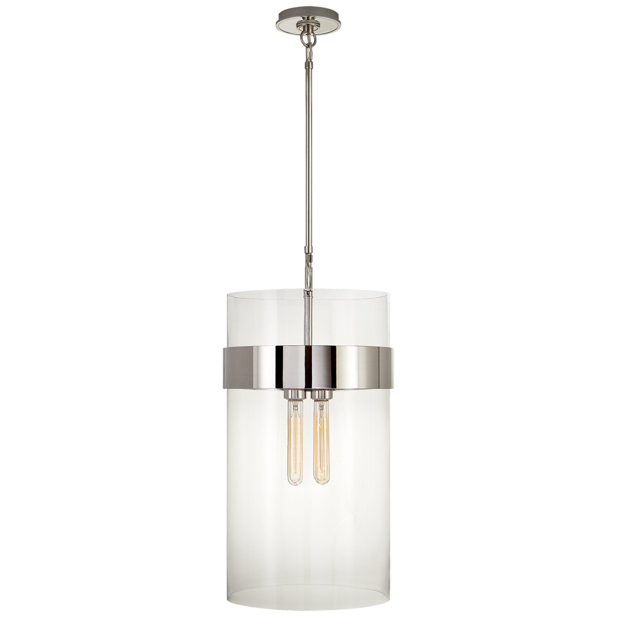 Ian K. Fowler Presidio Medium Pendant in Polished Nickel with Clear Glass Ceiling Light W12.5"