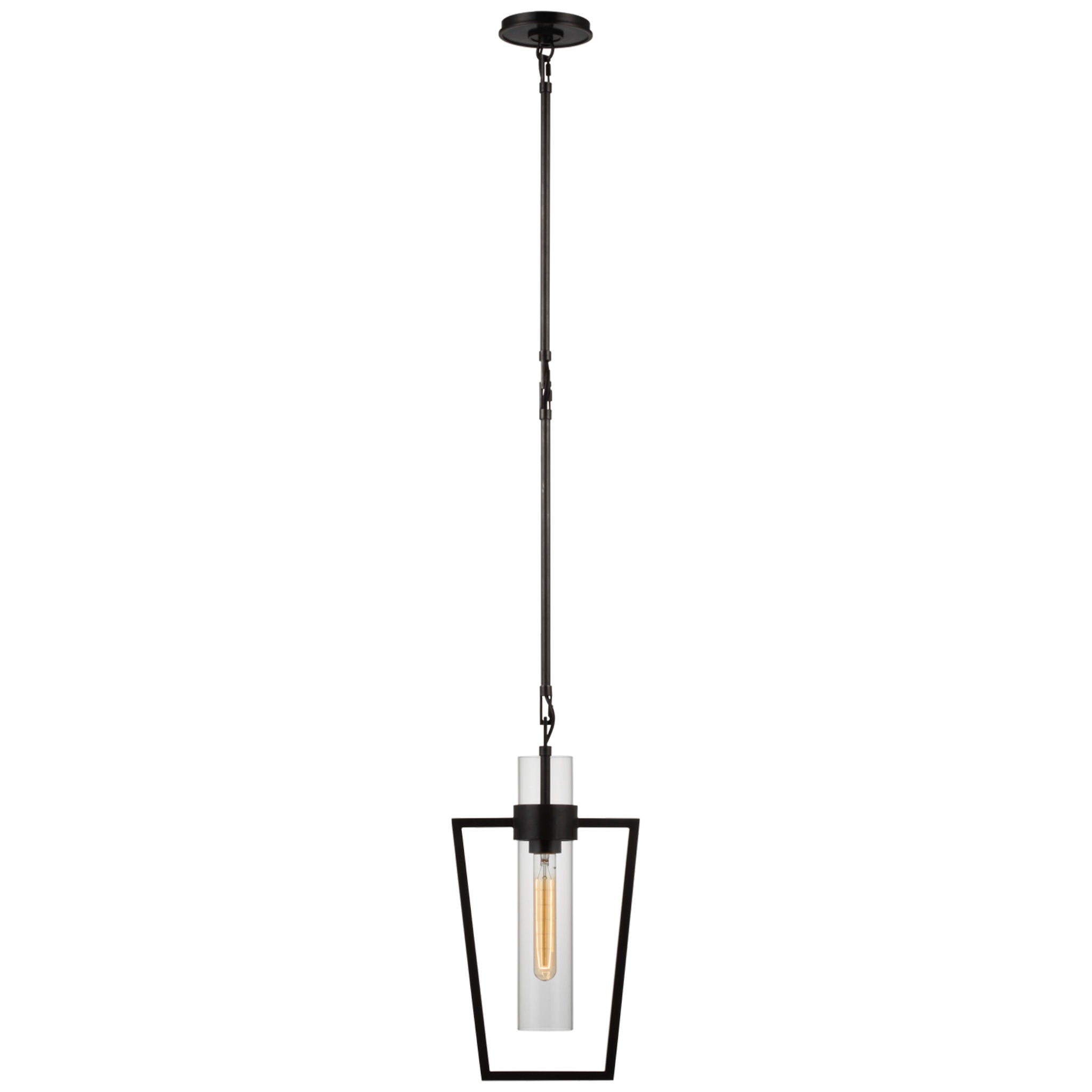 Ian K. Fowler Presidio Petite Caged Pendant in Bronze with Clear Glass Ceiling Light W9.25"