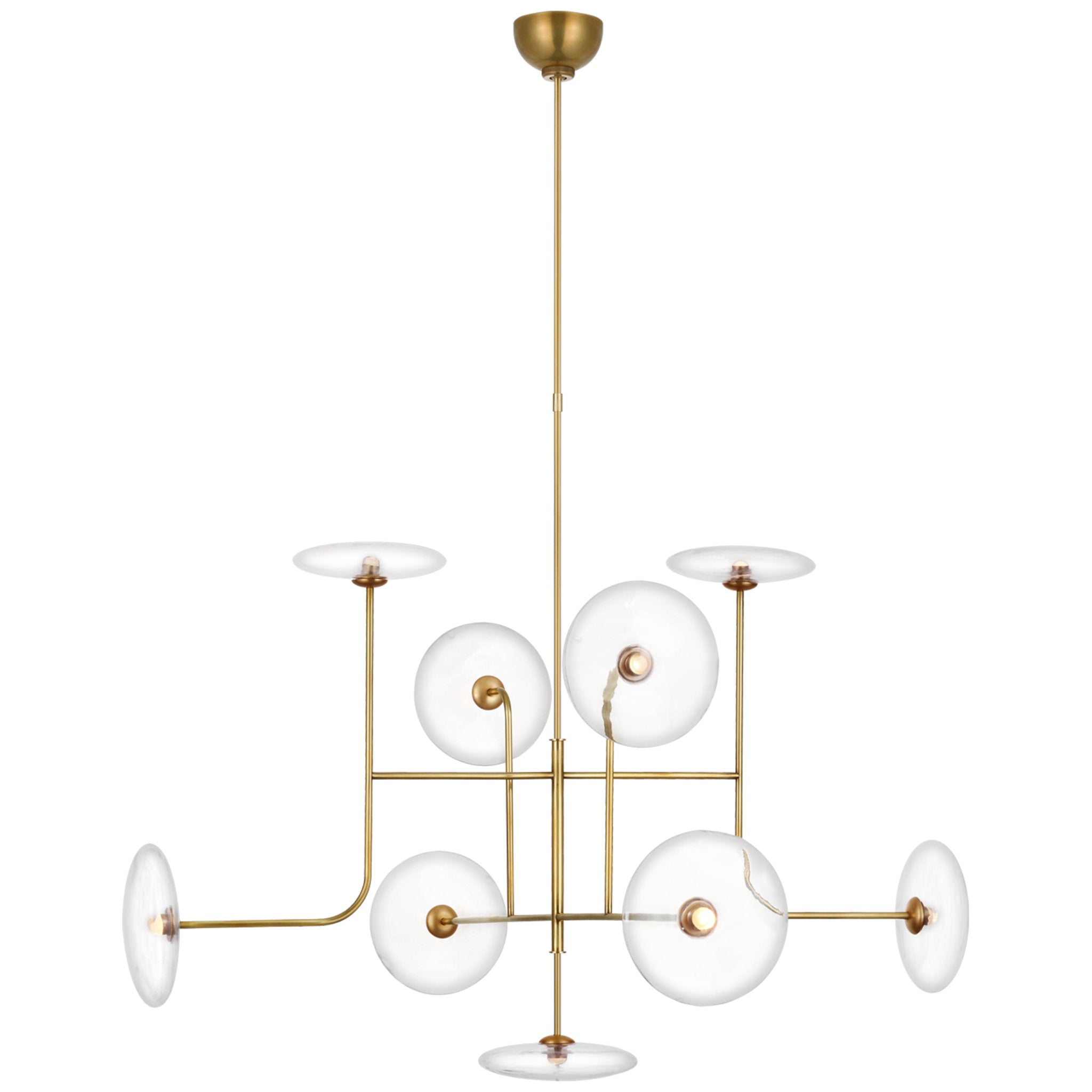 Ian K. Fowler Calvino X-Large Arched Chandelier in Hand-Rubbed Antique Brass with Clear Glass Ceiling Light W42"