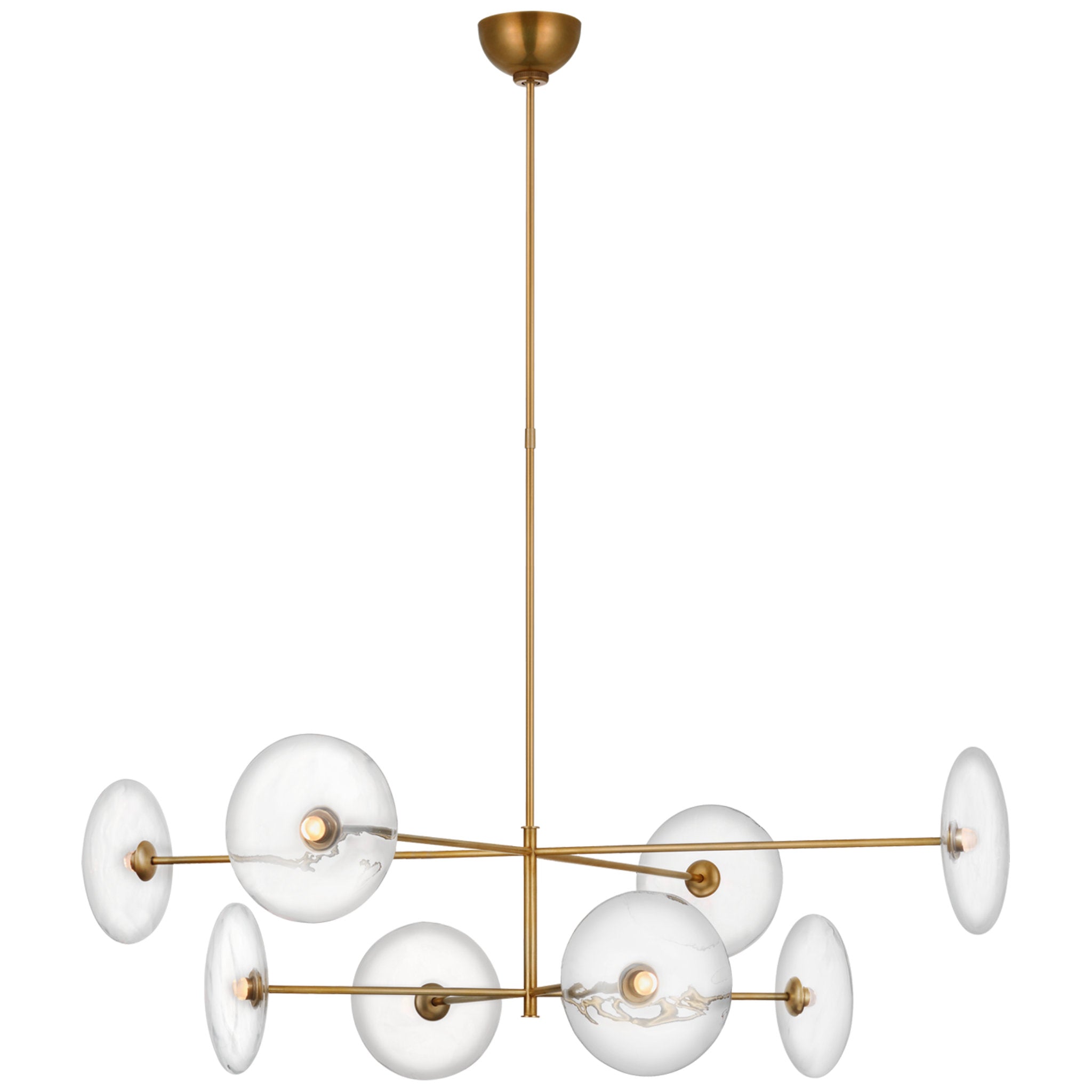 Ian K. Fowler Calvino X-Large Radial Chandelier in Hand-Rubbed Antique Brass with Clear Glass Ceiling Light W42"