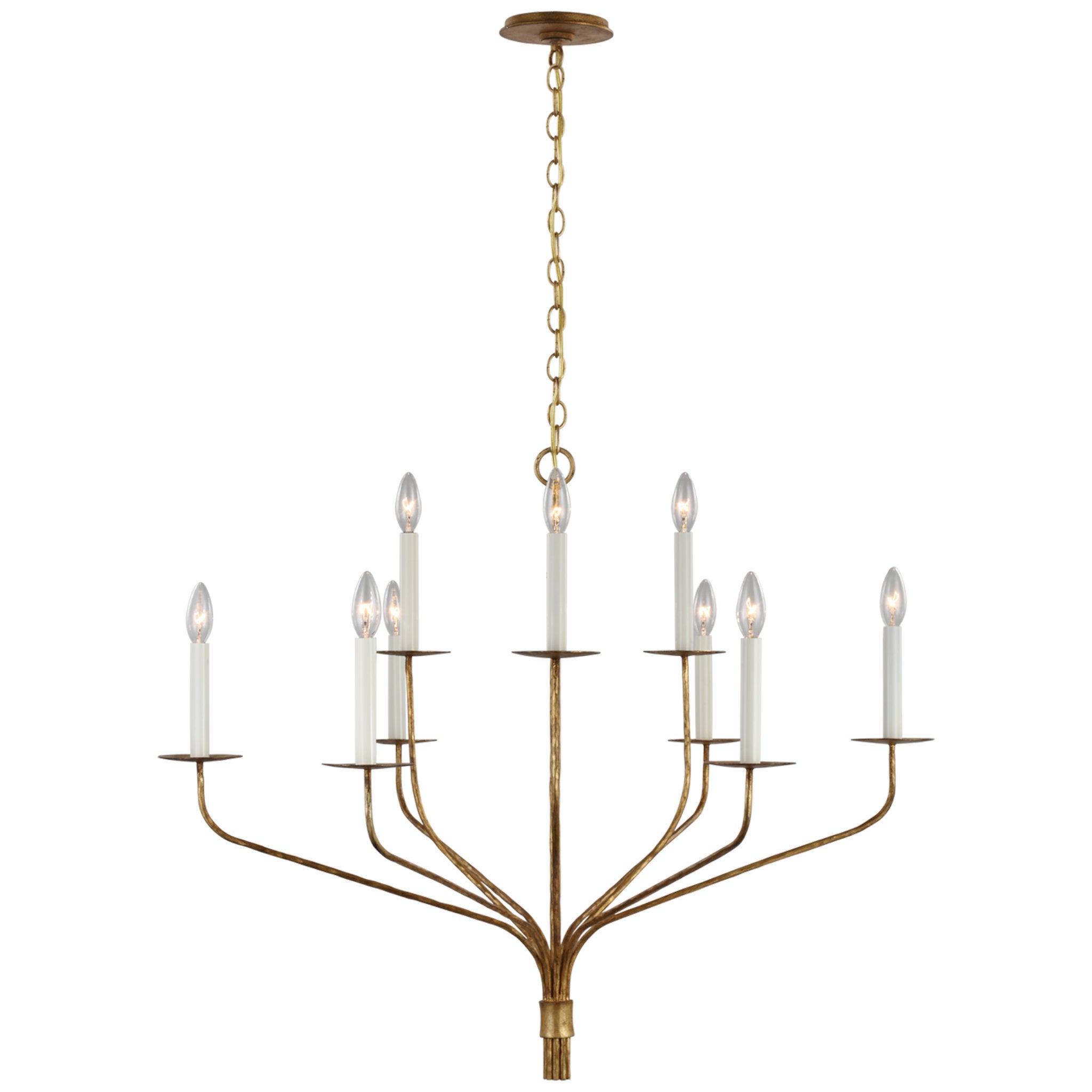 Ian K. Fowler Belfair Large Two-Tier Chandelier in Gilded Iron Ceiling Light W36.25" x H29.5"