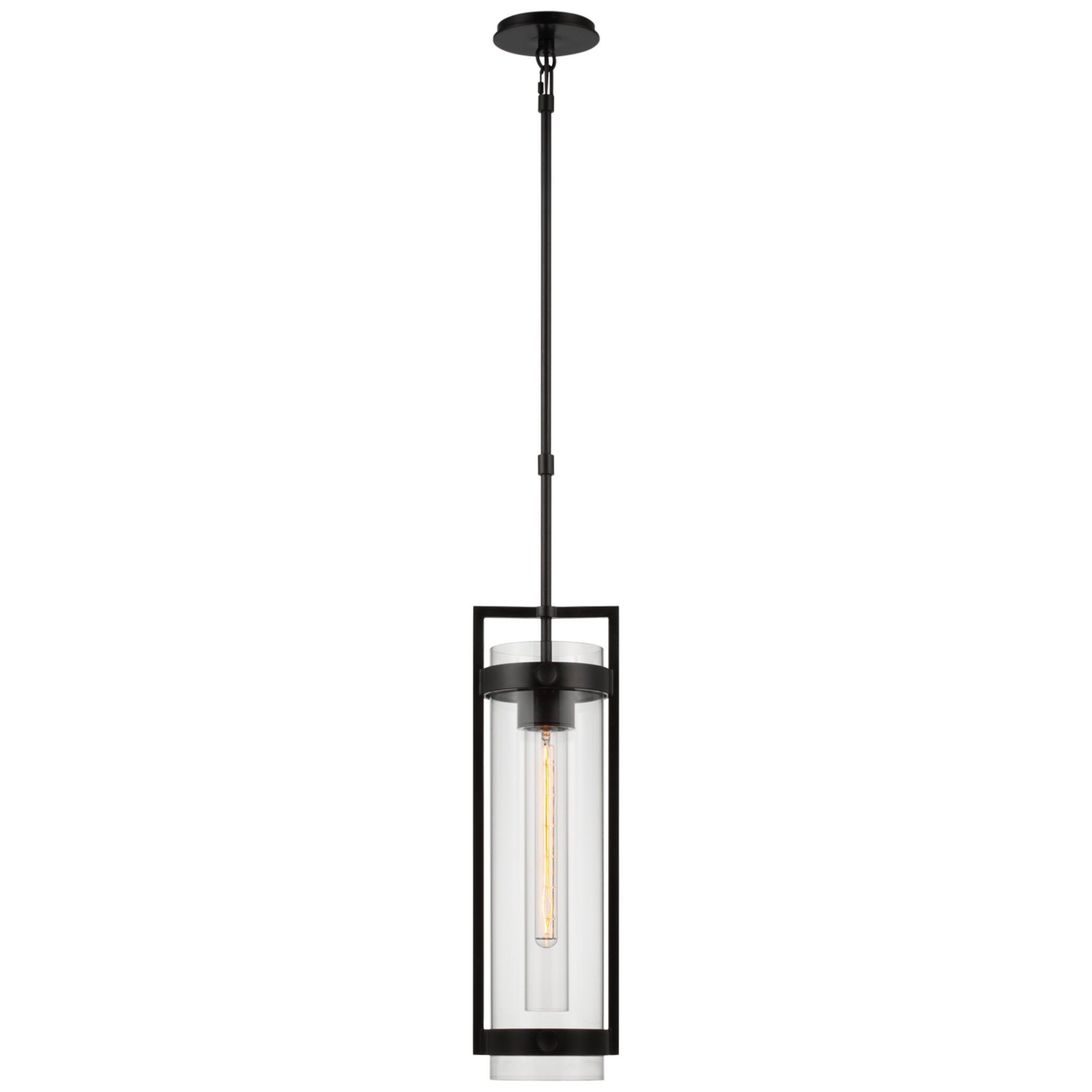 Ian K. Fowler Kears Medium Hanging Lantern in Aged Iron with Clear Glass Outdoor Lighting W6.5"