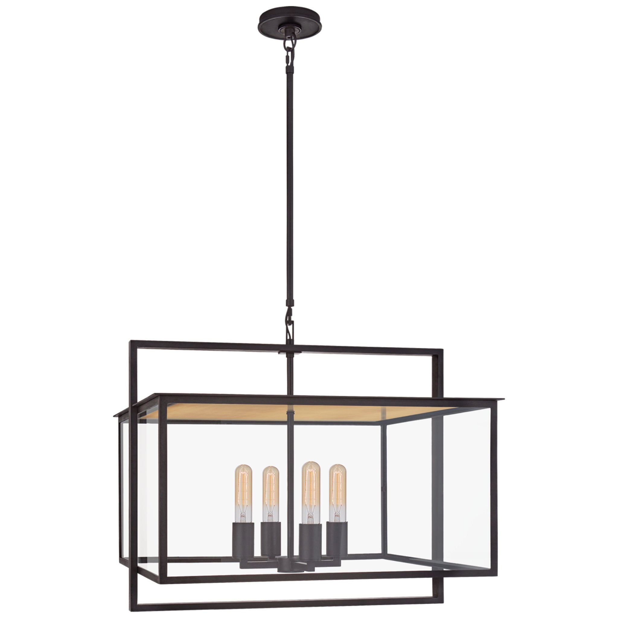 Ian K. Fowler Halle Wide Hanging Lantern in Aged Iron with Clear Glass Outdoor Lighting W24"