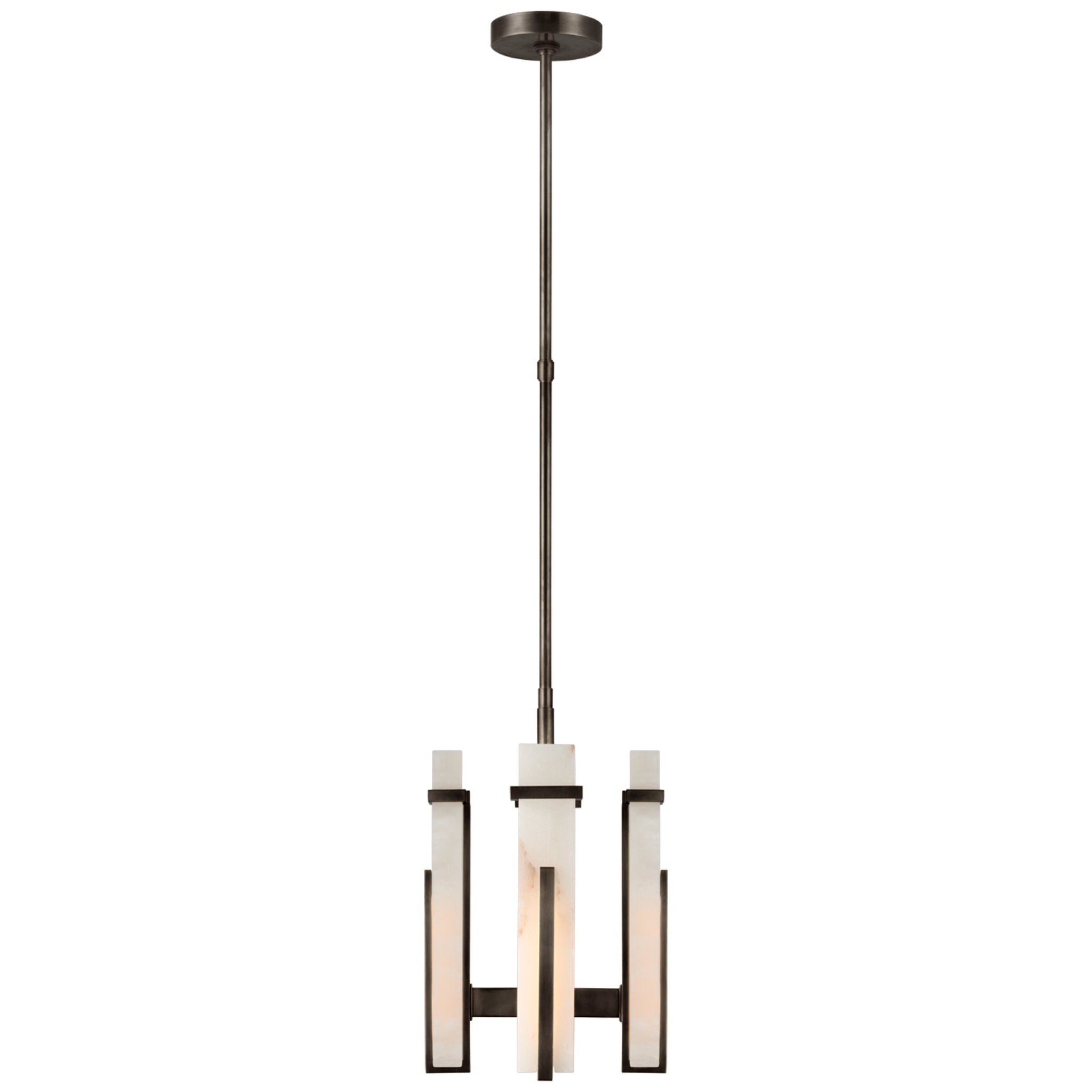 Ian K. Fowler Malik Small Chandelier in Bronze with Alabaster Ceiling Light W12"