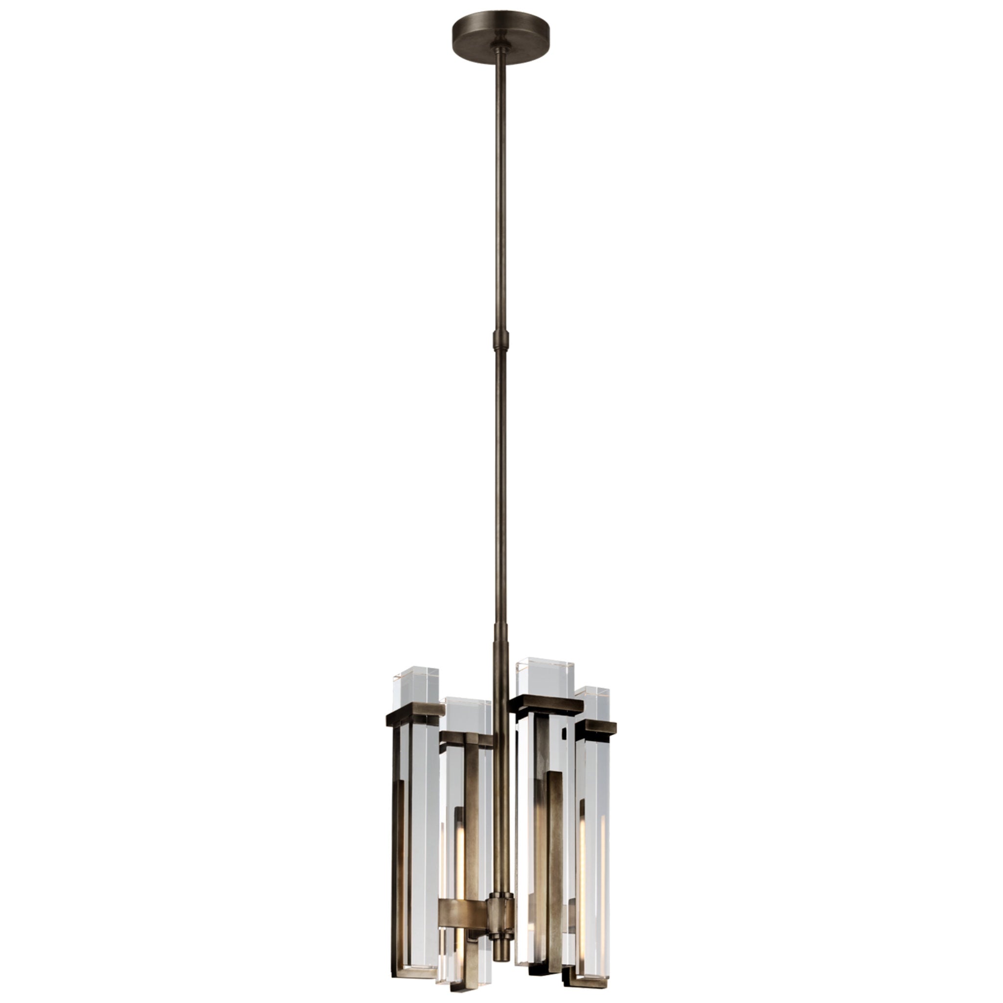 Ian K. Fowler Malik Small Chandelier in Bronze with Crystal Ceiling Light W12"