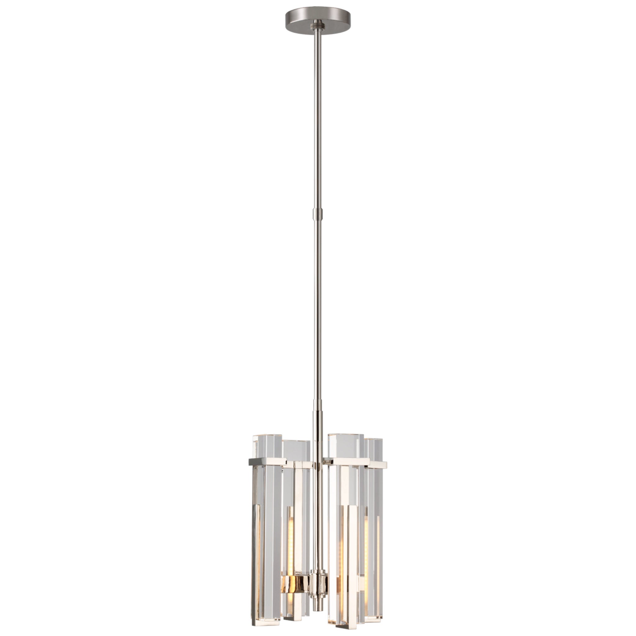 Ian K. Fowler Malik Small Chandelier in Polished Nickel with Crystal Ceiling Light W12"