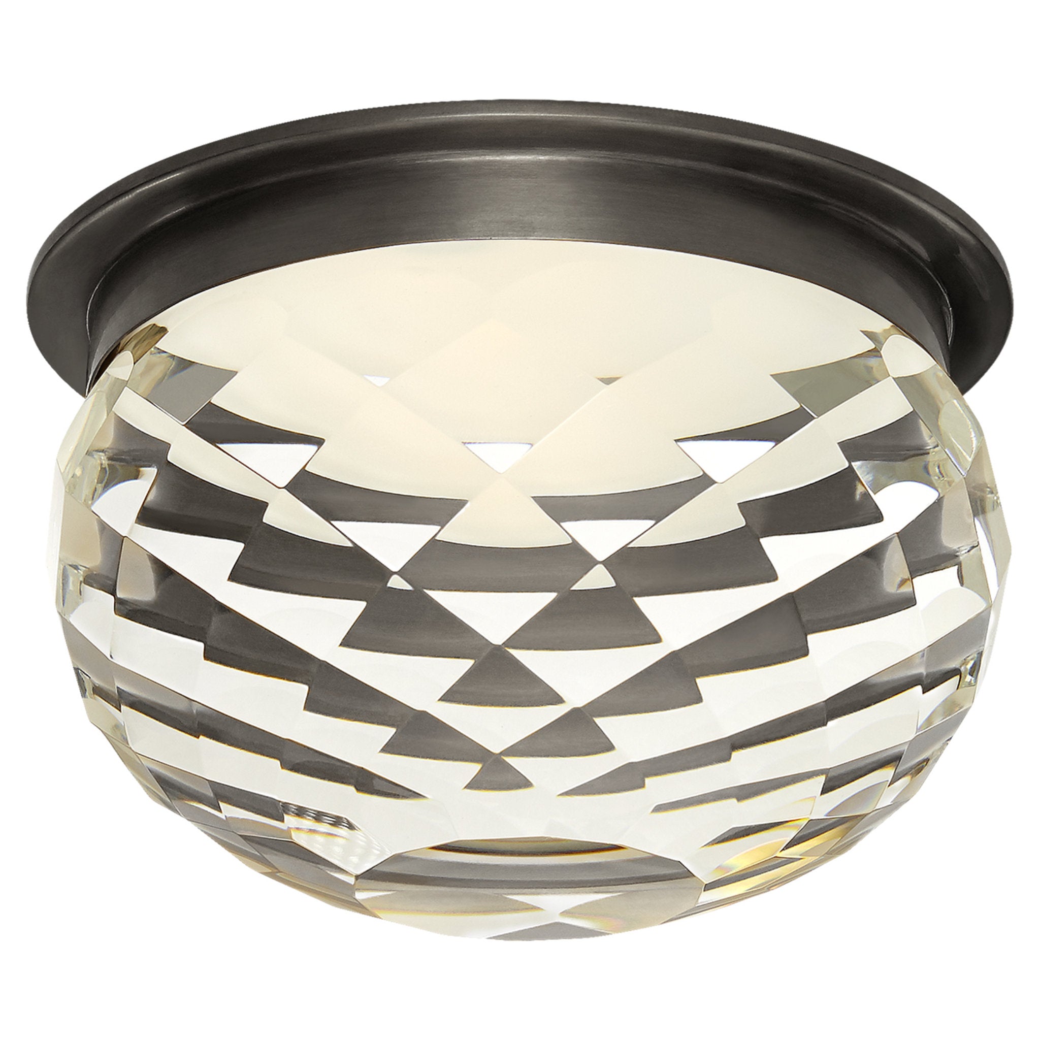 Visual Comfort Hillam 5.5" Solitaire Flush Mount in Bronze with Crystal Ceiling Light W5.5" x H3.5"