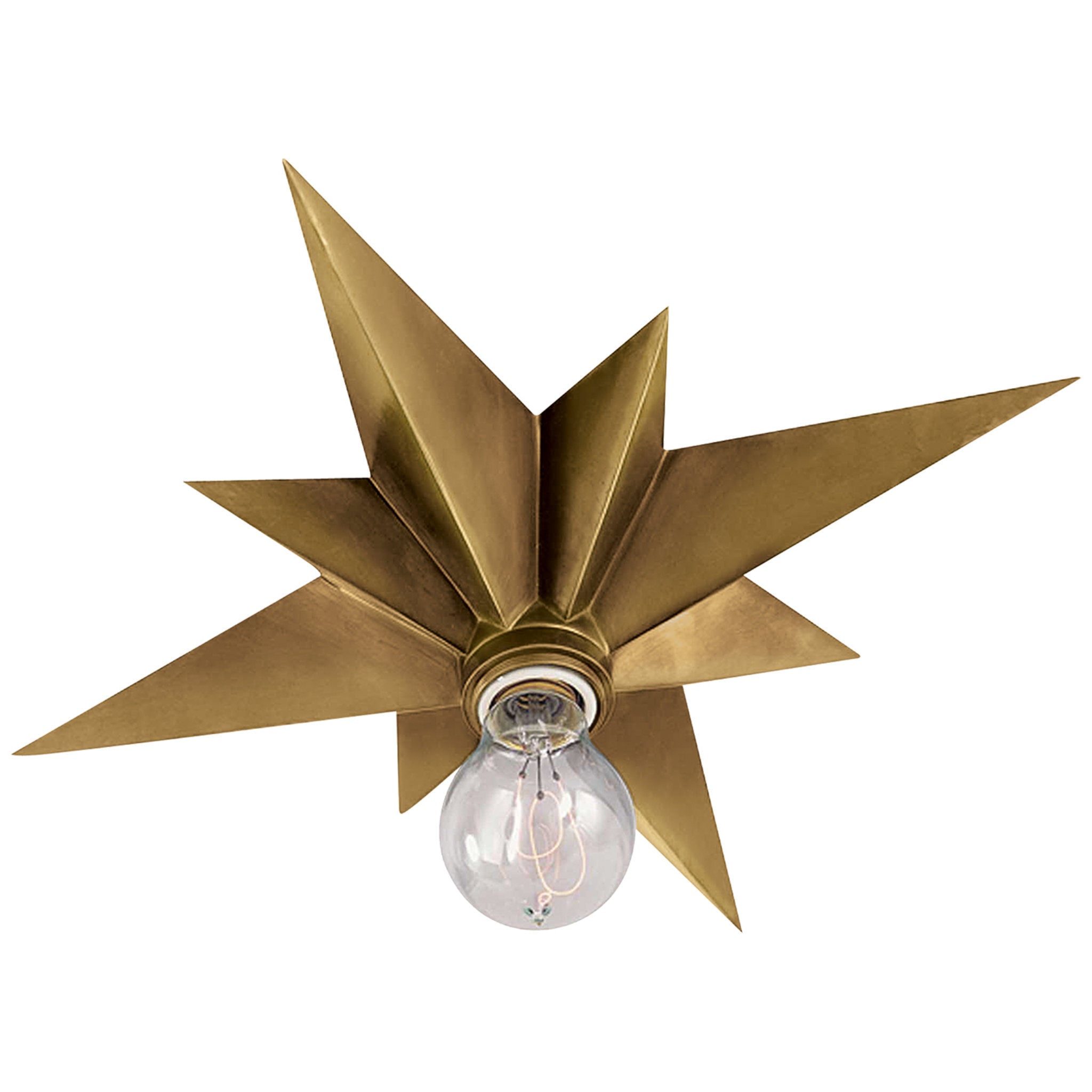 Eric Cohler Star Flush Mount in Hand-Rubbed Antique Brass Ceiling Light W14.5" x H2.5"