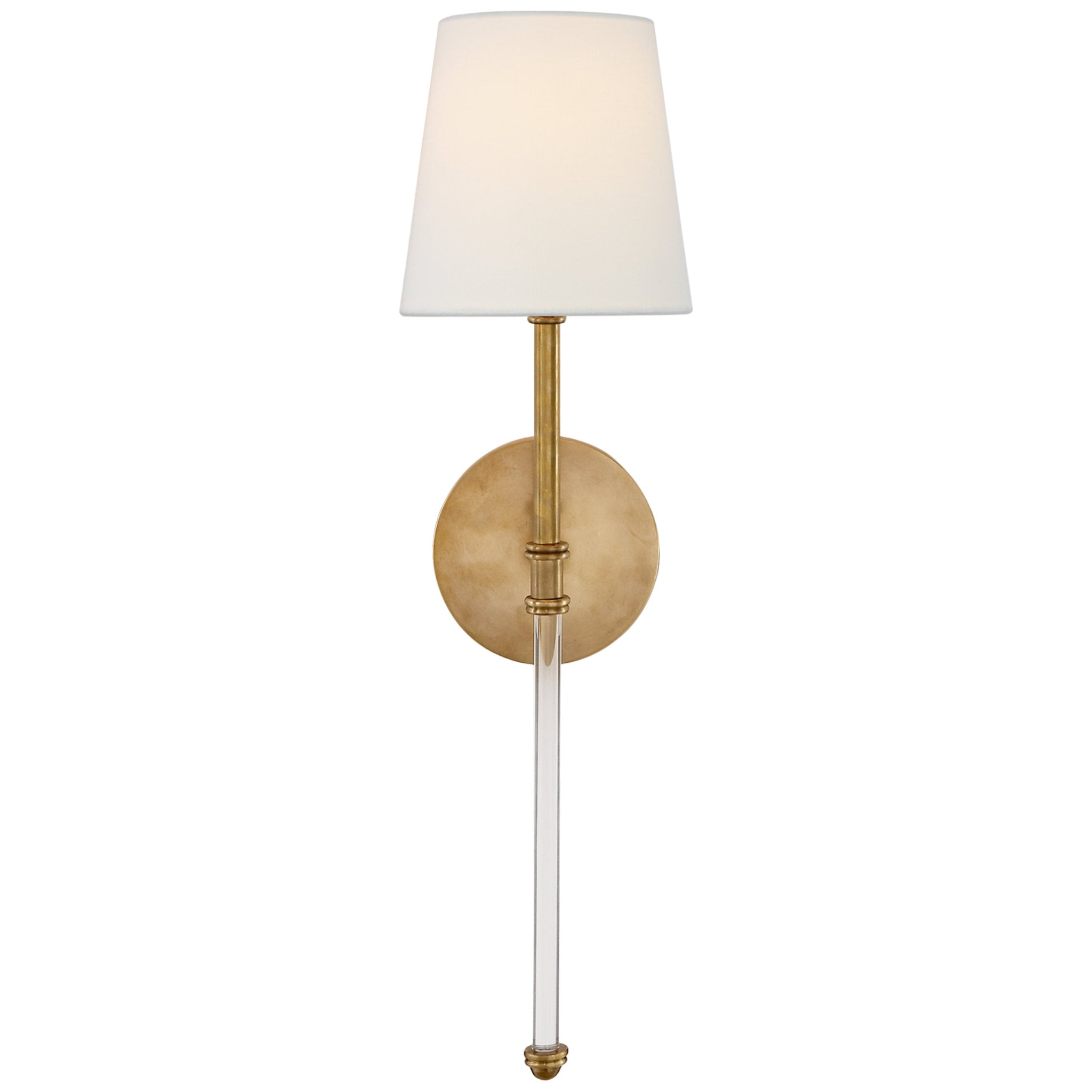 Suzanne Kasler Camille Sconce in Hand-Rubbed Antique Brass with Linen Shade Wall Light W5.5" x H19"