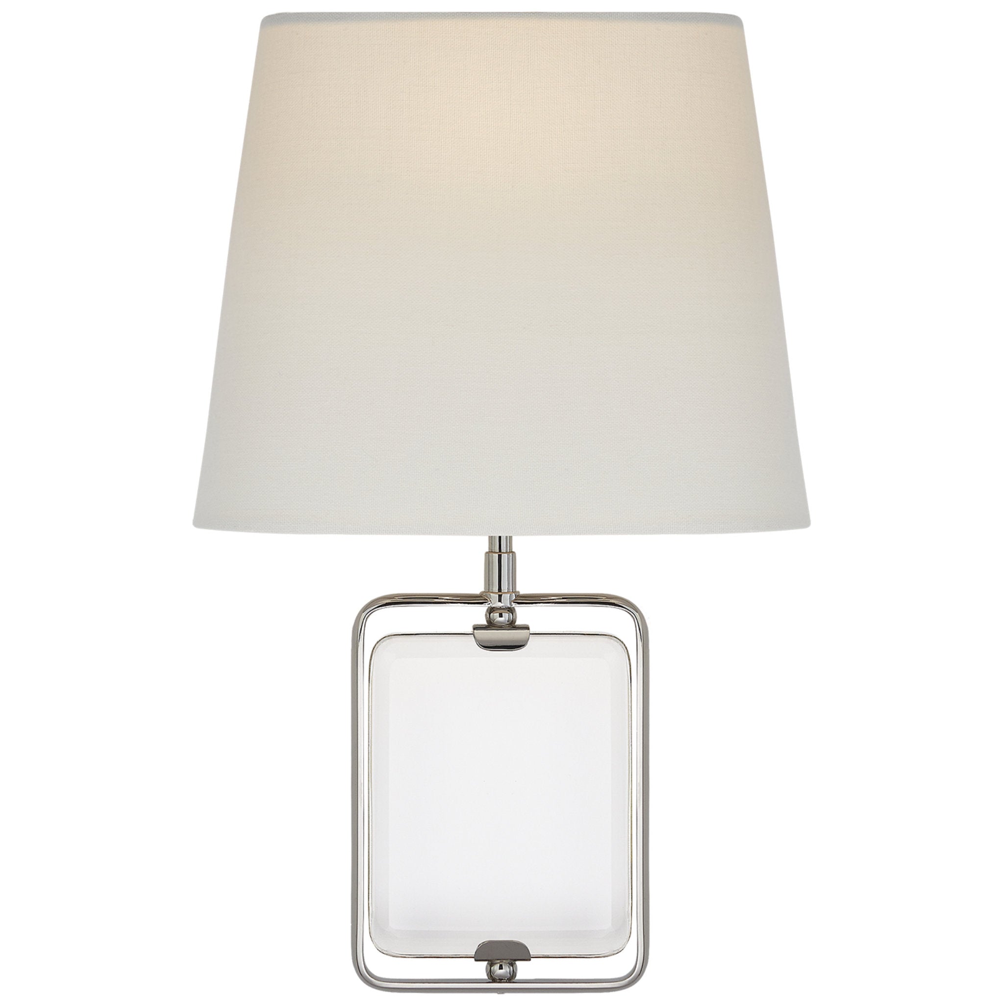 Suzanne Kasler Henri Framed Jewel Sconce in Crystal and Polished Nickel with Linen Shade Wall Light W9.5" x H15.25"