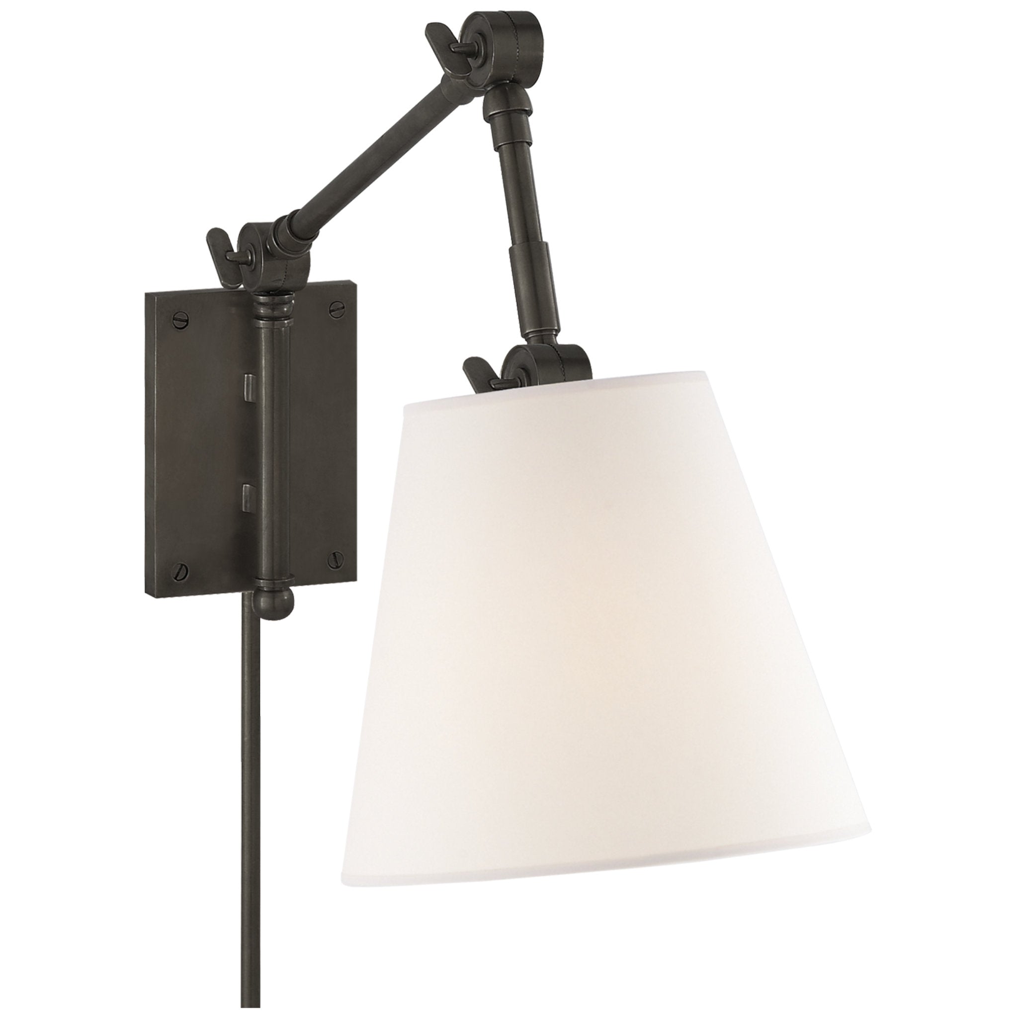 Suzanne Kasler Graves Pivoting Sconce in Bronze with Linen Shade Wall Light W8" x H16.5"