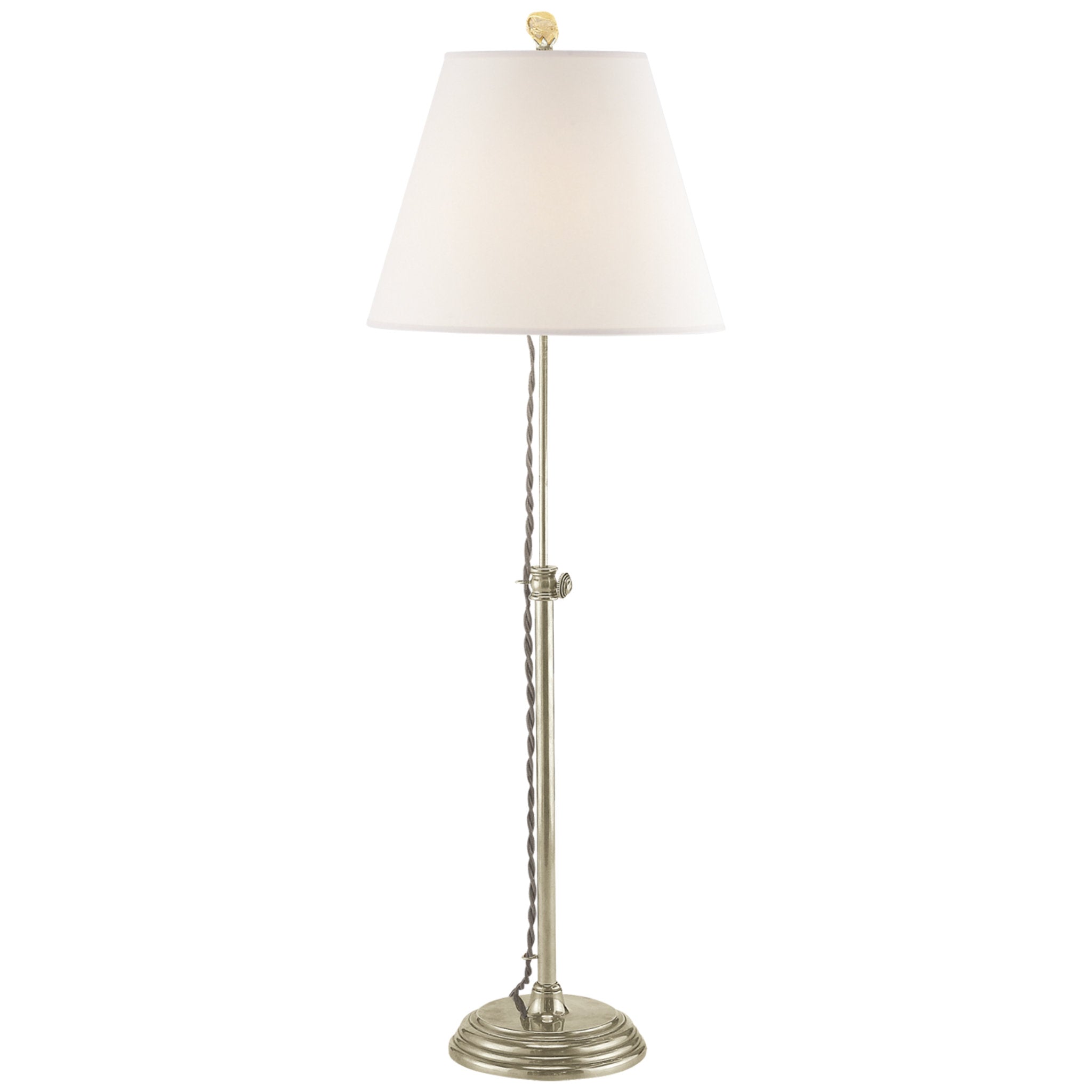 Suzanne Kasler Wyatt Accent Lamp in Antique Nickel with Linen Shade Table Lamp W9" x H20.5" - 30"
