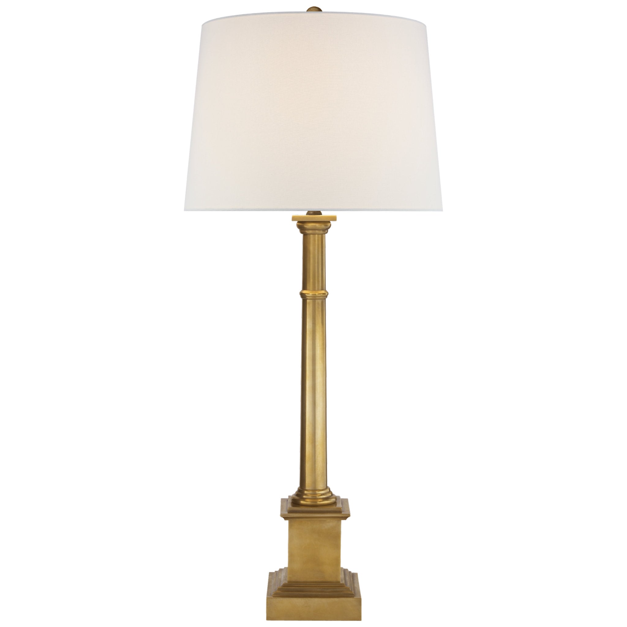Suzanne Kasler Josephine Table Lamp in Hand-Rubbed Antique Brass with Linen Shade W14" x H32.5"