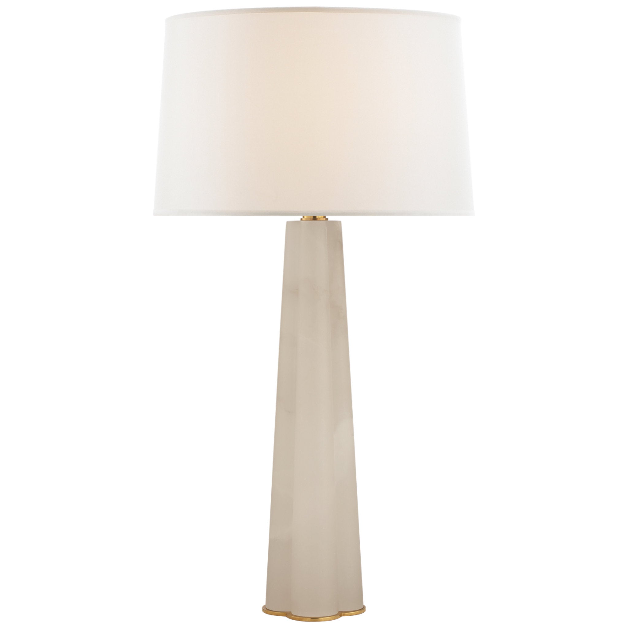Suzanne Kasler Adeline Large Quatrefoil Table Lamp in Alabaster with Linen Shade W17" x H32"