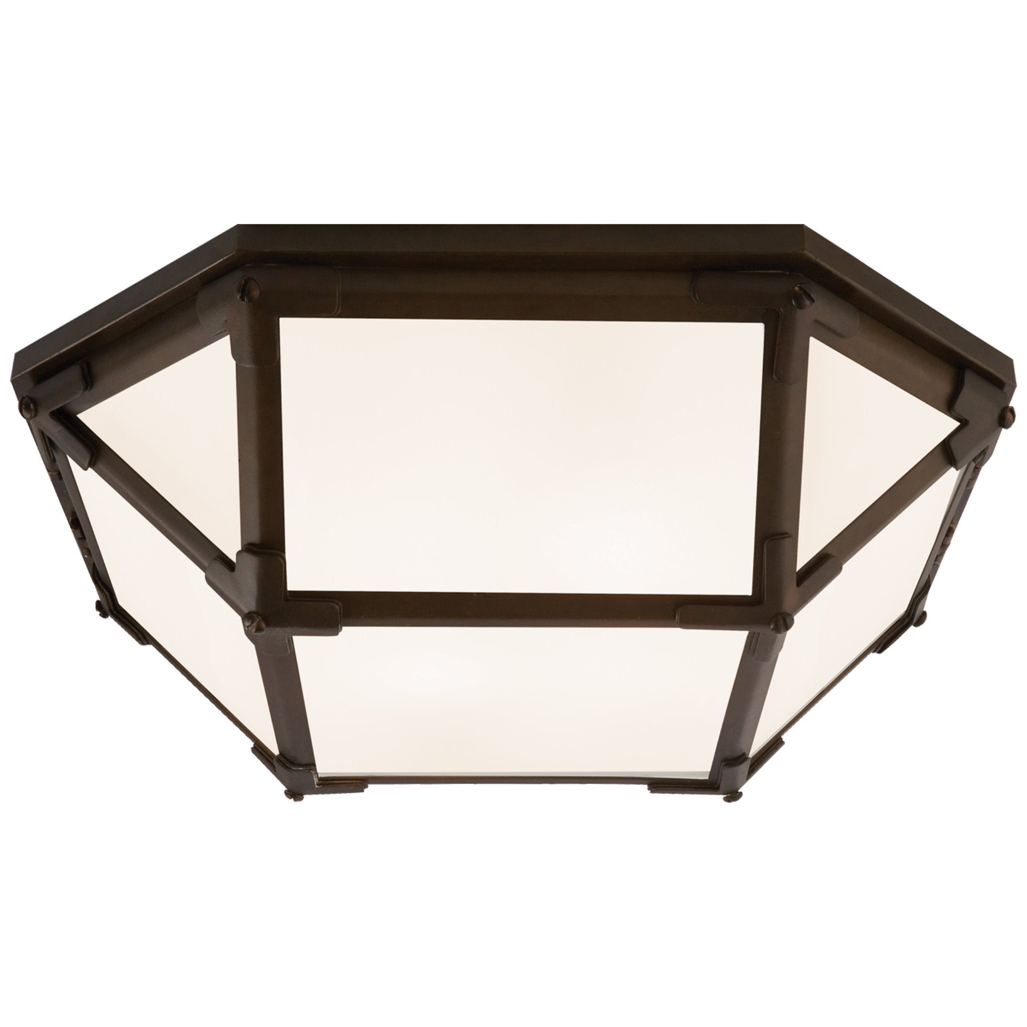 Suzanne Kasler Morris Flush Mount in Antique Zinc with White Glass Ceiling Light W15.5" x H5"