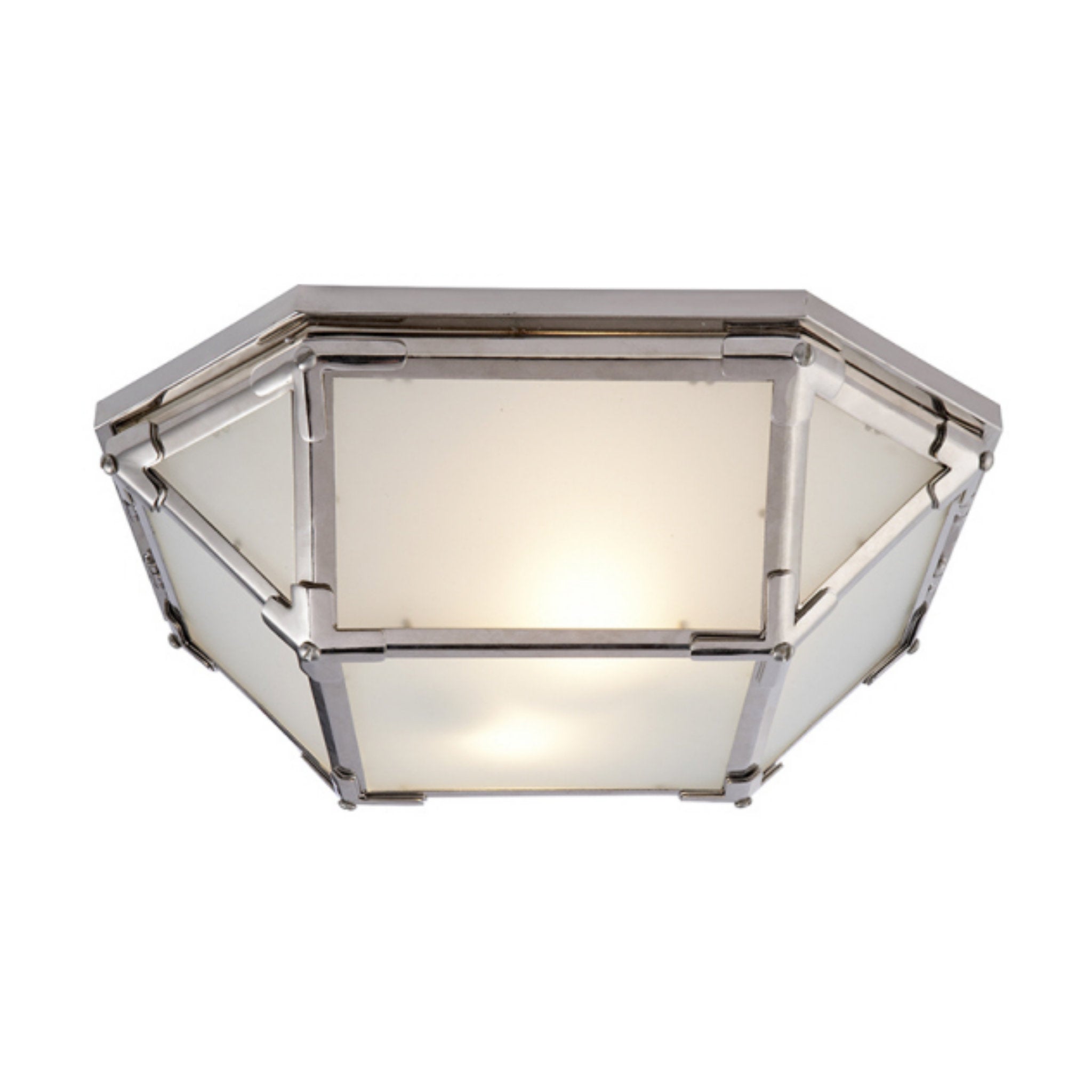 Suzanne Kasler Morris Flush Mount in Polished Nickel with Frosted Glass Ceiling Light W15.5" x H5"