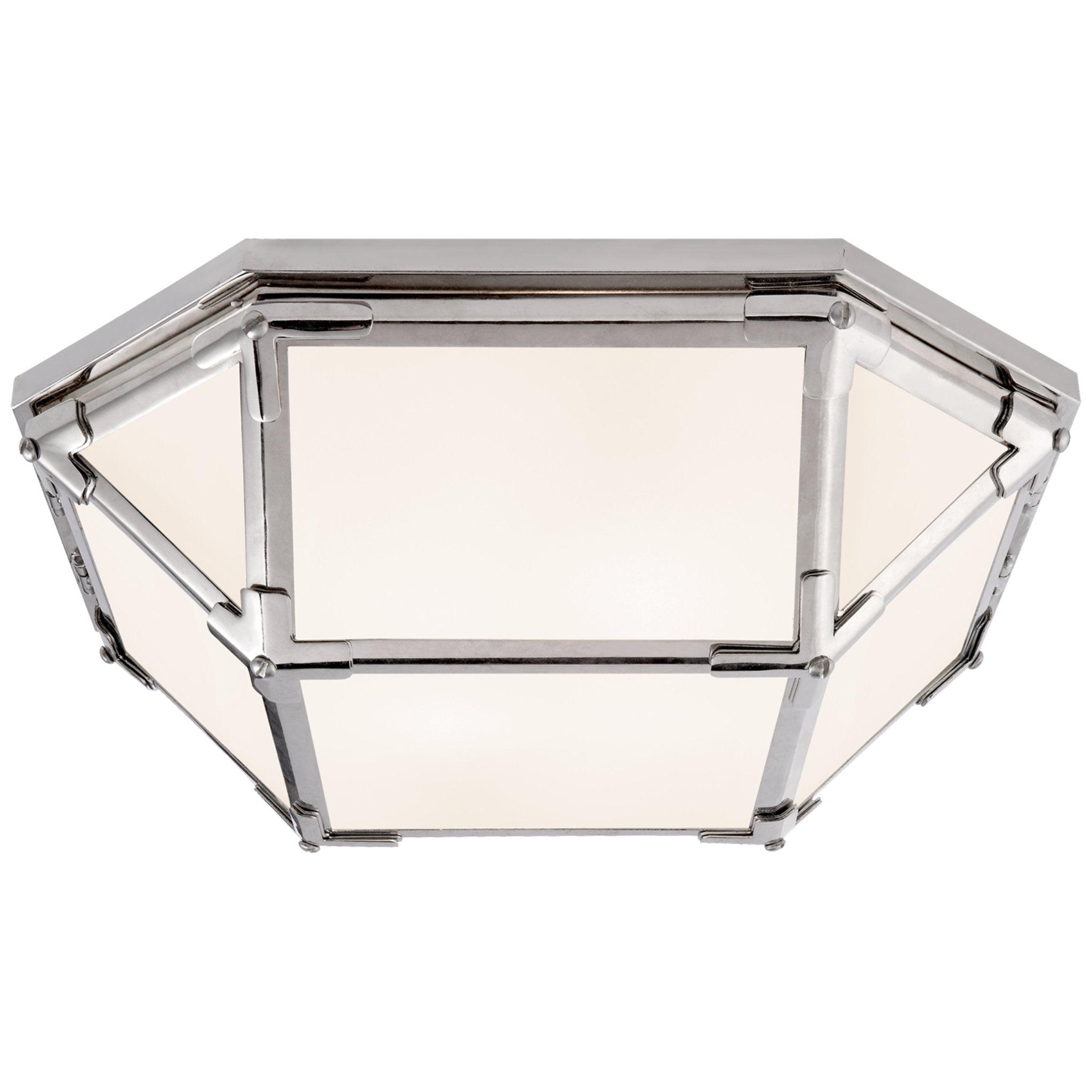 Suzanne Kasler Morris Flush Mount in Polished Nickel with White Glass Ceiling Light W15.5" x H5"