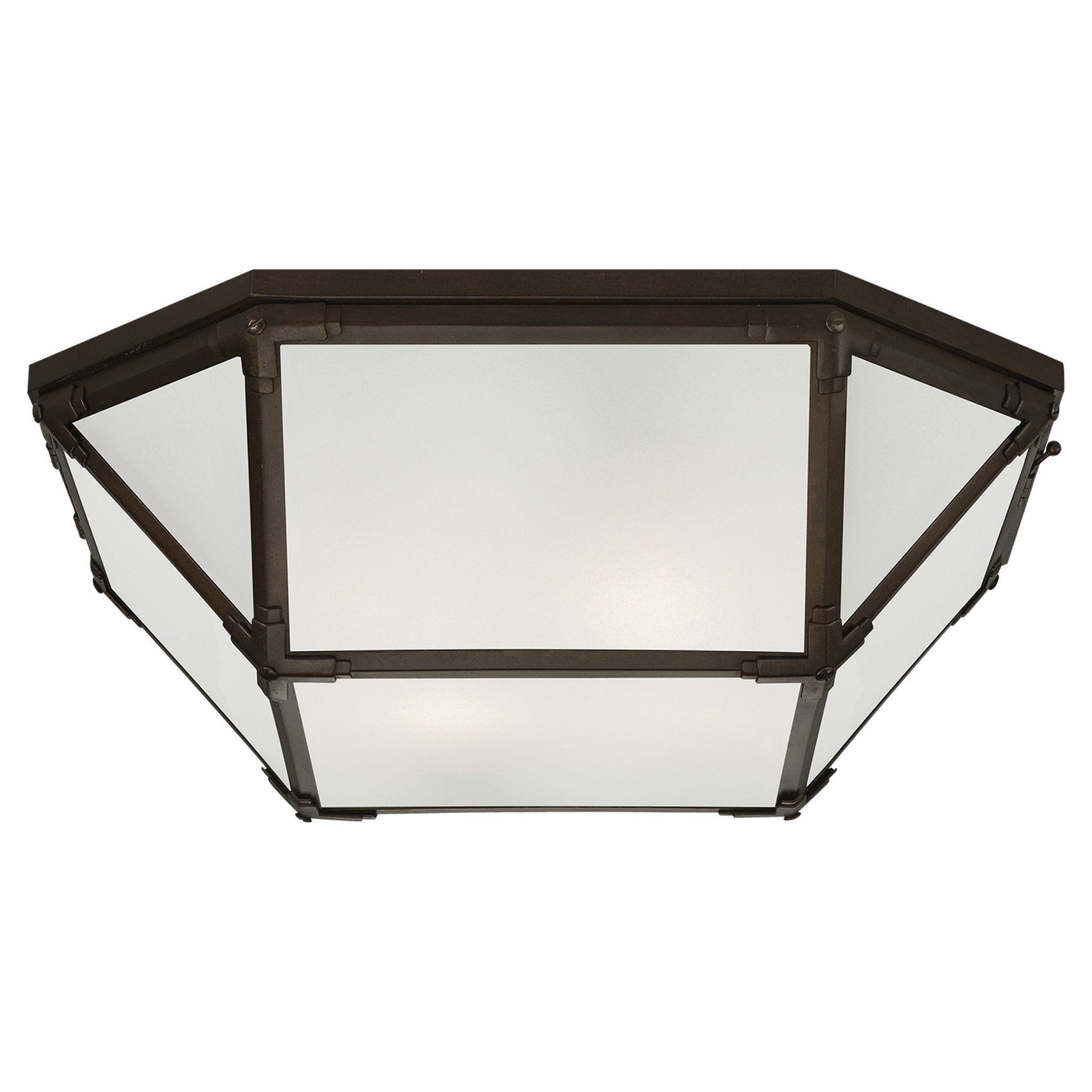 Suzanne Kasler Morris Large Flush Mount in Antique Zinc with Frosted Glass Ceiling Light W20" x H6"