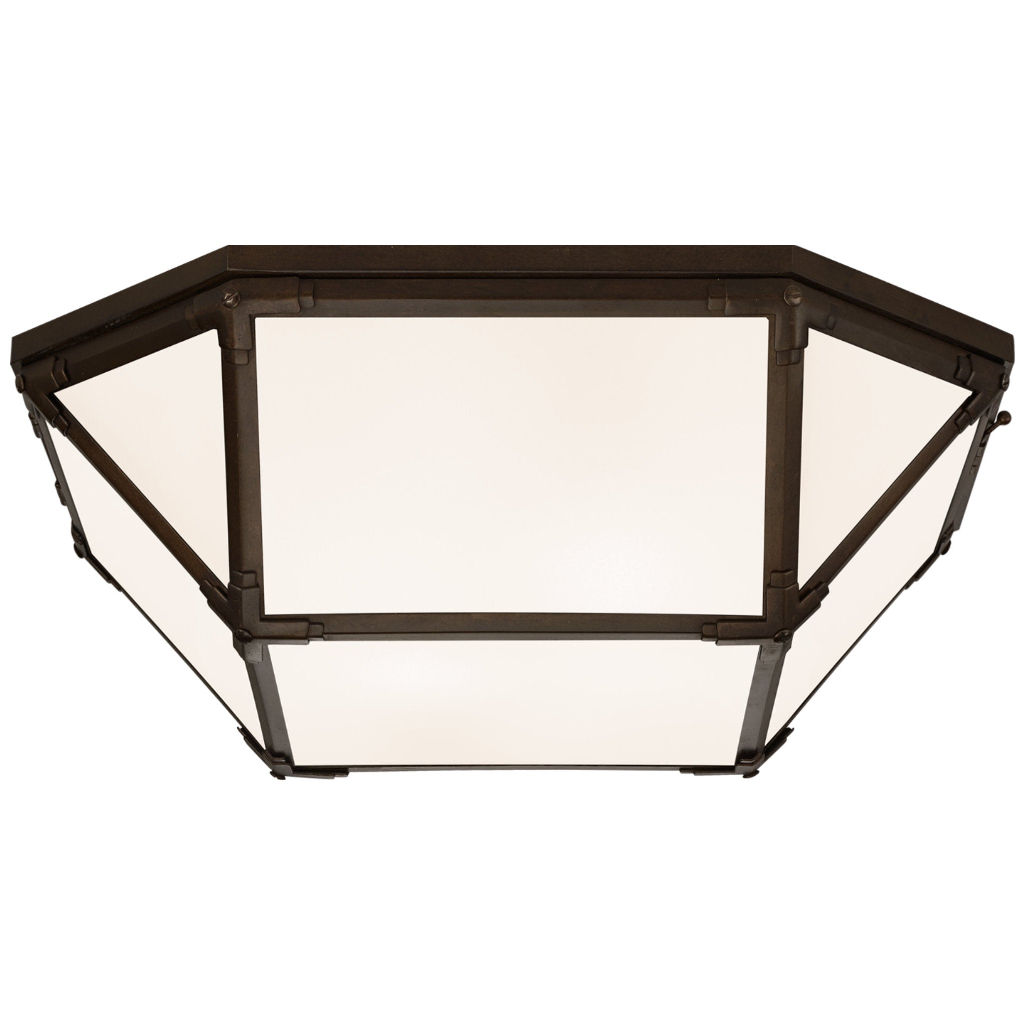 Suzanne Kasler Morris Large Flush Mount in Antique Zinc with White Glass Ceiling Light W20" x H6"