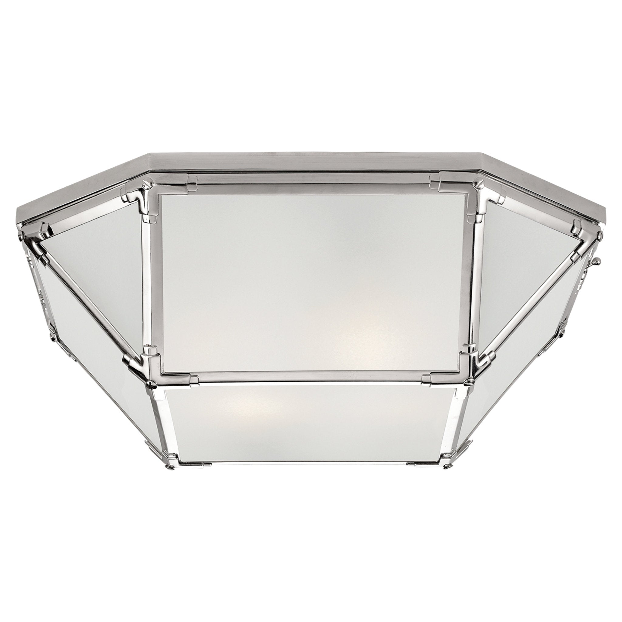 Suzanne Kasler Morris Large Flush Mount in Polished Nickel with Frosted Glass Ceiling Light W20" x H6"