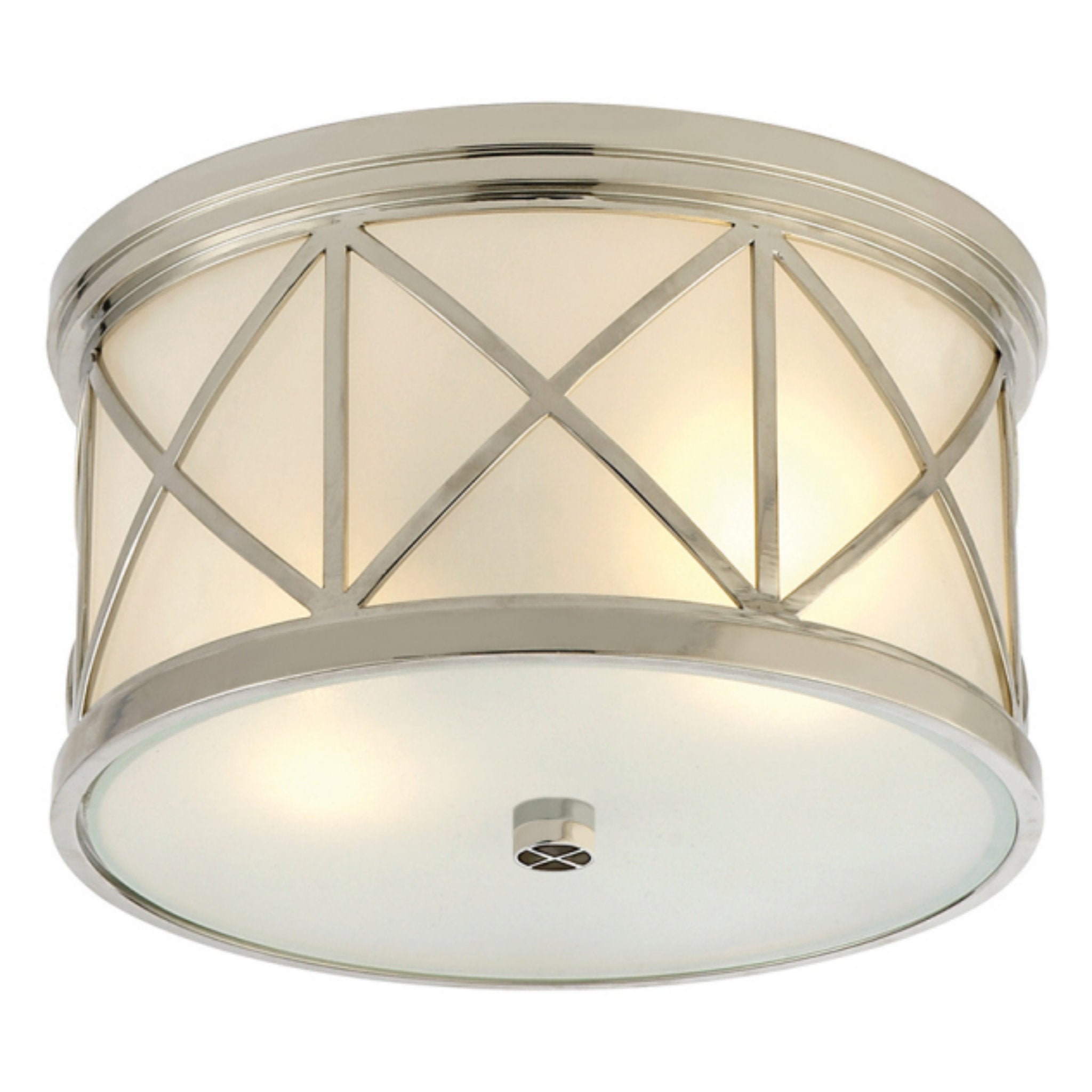 Suzanne Kasler Montpelier Small Flush Mount in Polished Nickel with Frosted Glass Ceiling Light W11" x H6"