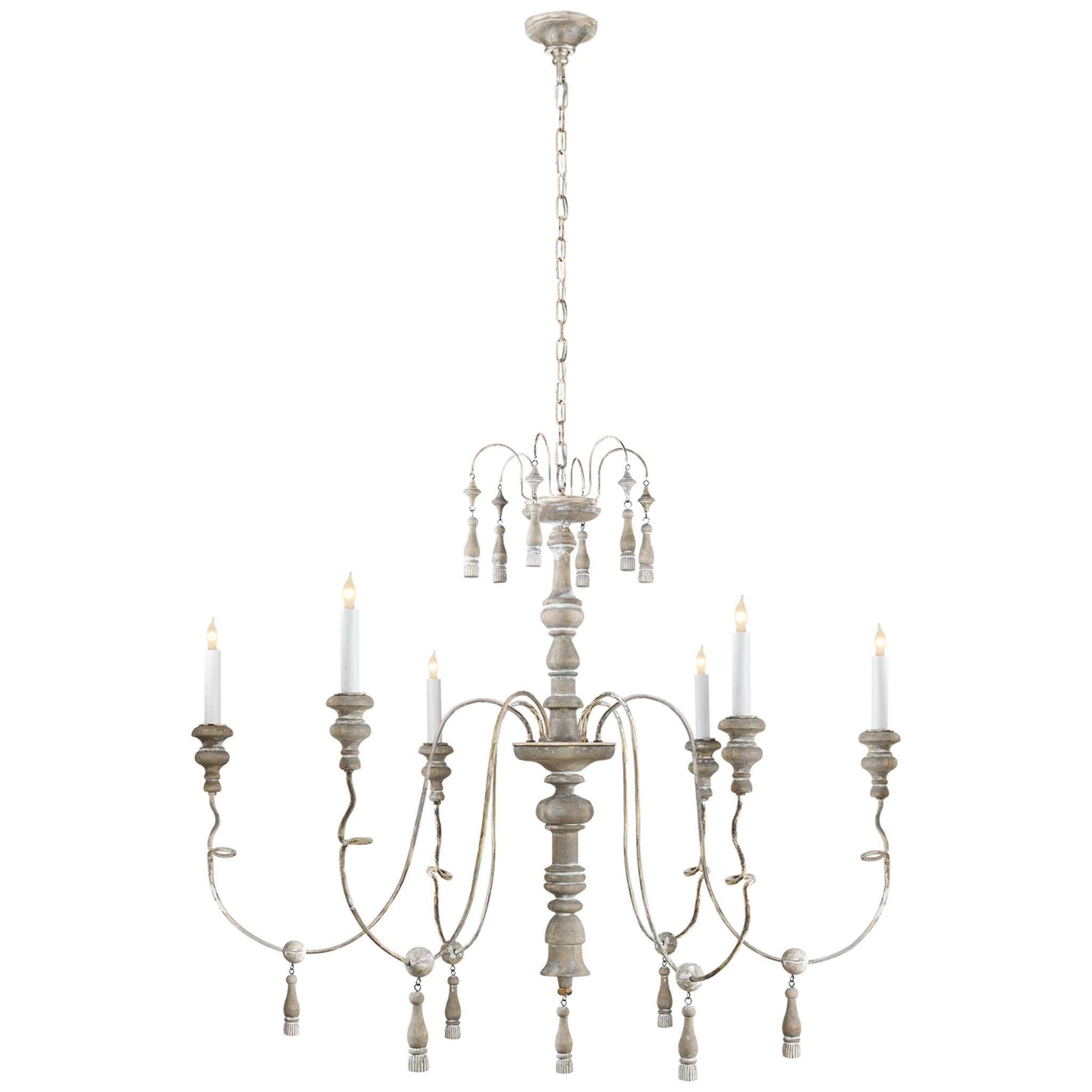 Suzanne Kasler Michele Medium Chandelier in Belgian White Ceiling Light W43" x H38.25"