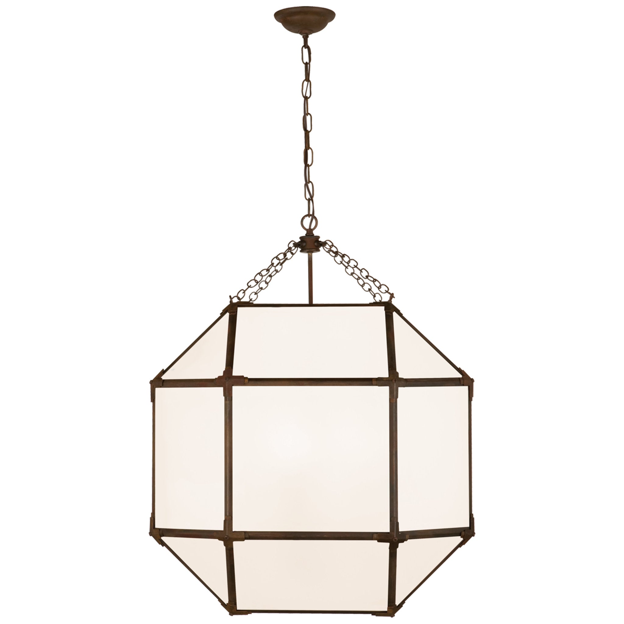 Suzanne Kasler Morris Large Lantern in Antique Zinc with White Glass Ceiling Light W23.25" x H30.25"