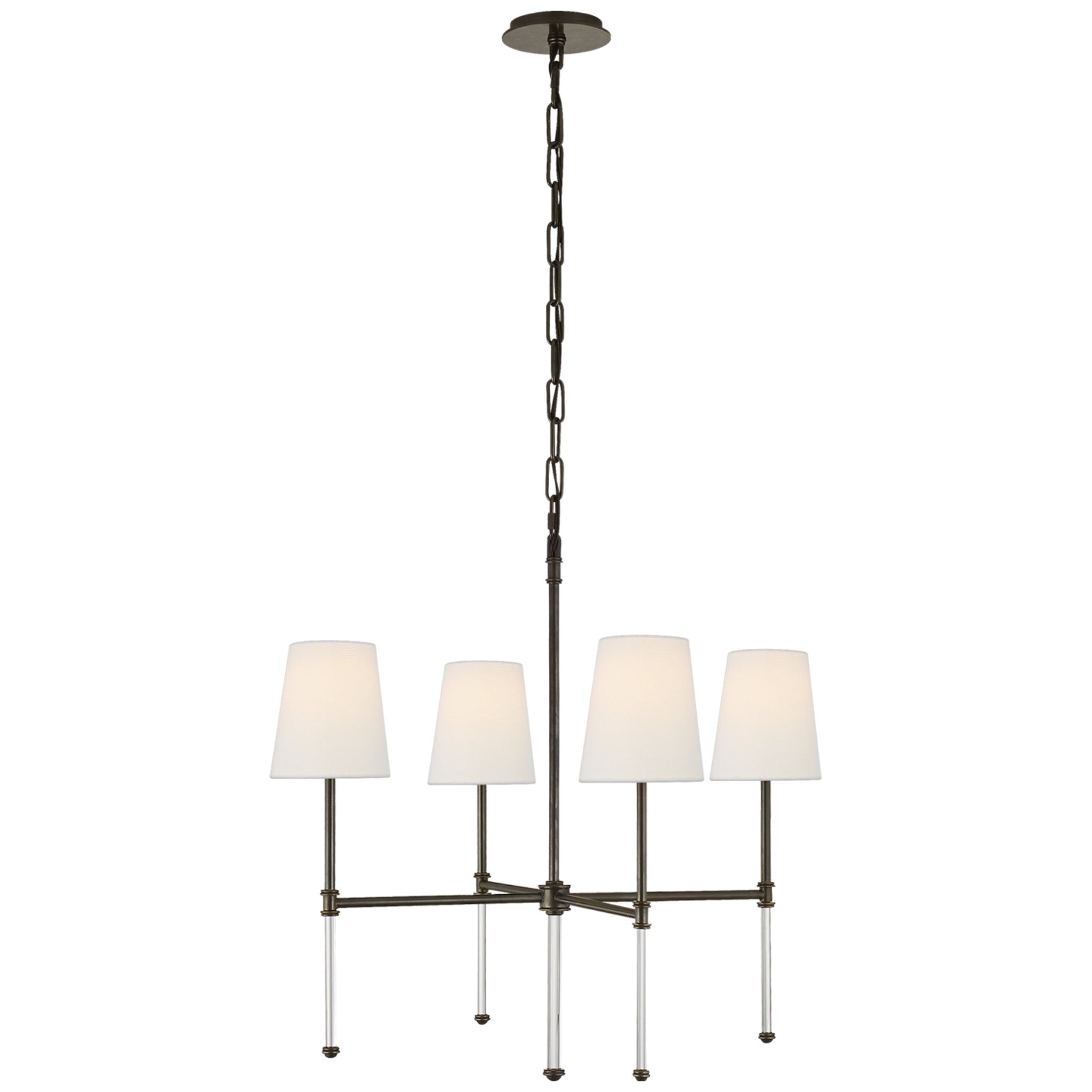 Suzanne Kasler Camille Small Chandelier in Bronze with Linen Shades Ceiling Light W27.25" x H25.5"