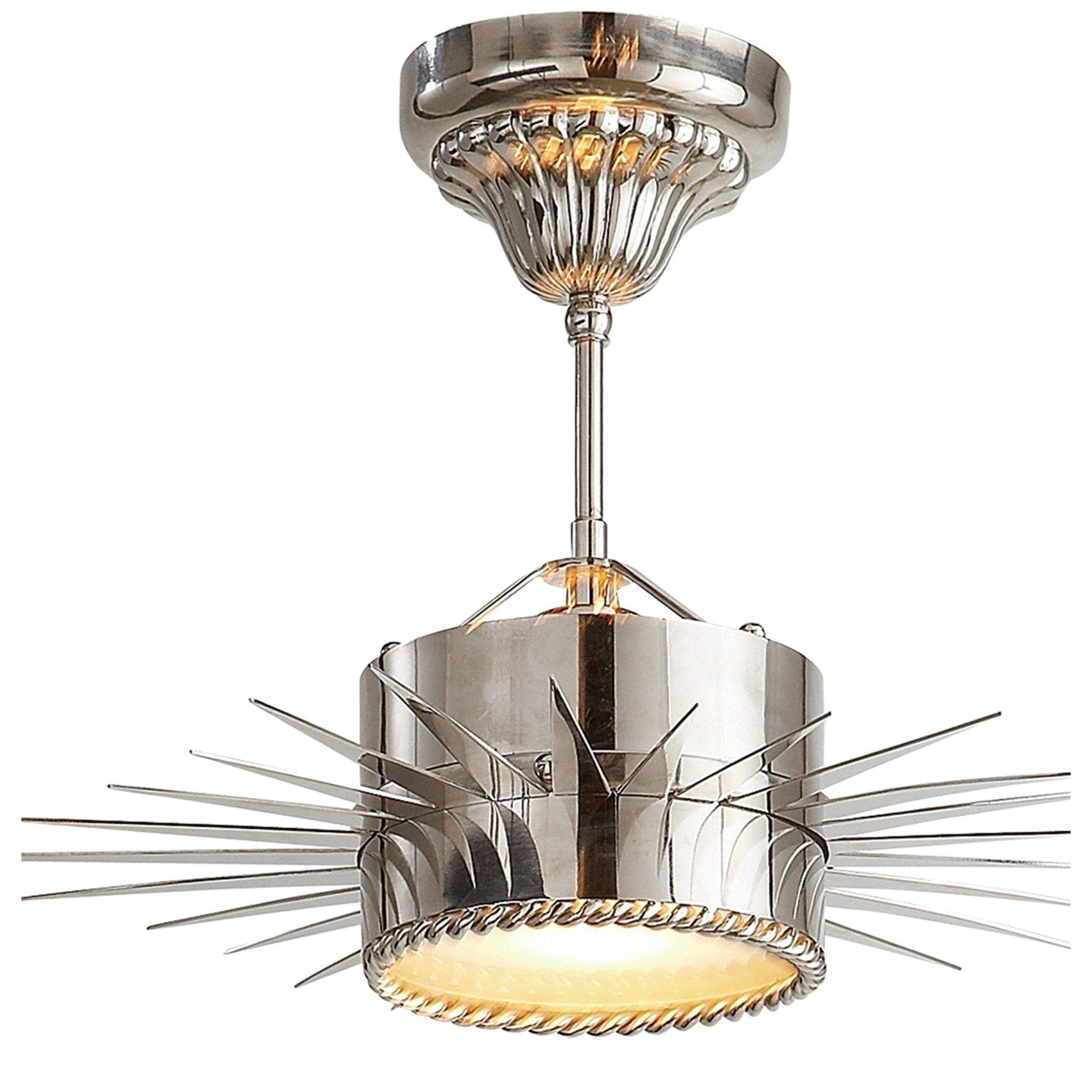 Suzanne Kasler Soleil Small Semi-Flush in Polished Nickel with Frosted Glass Ceiling Light W16" x H14"