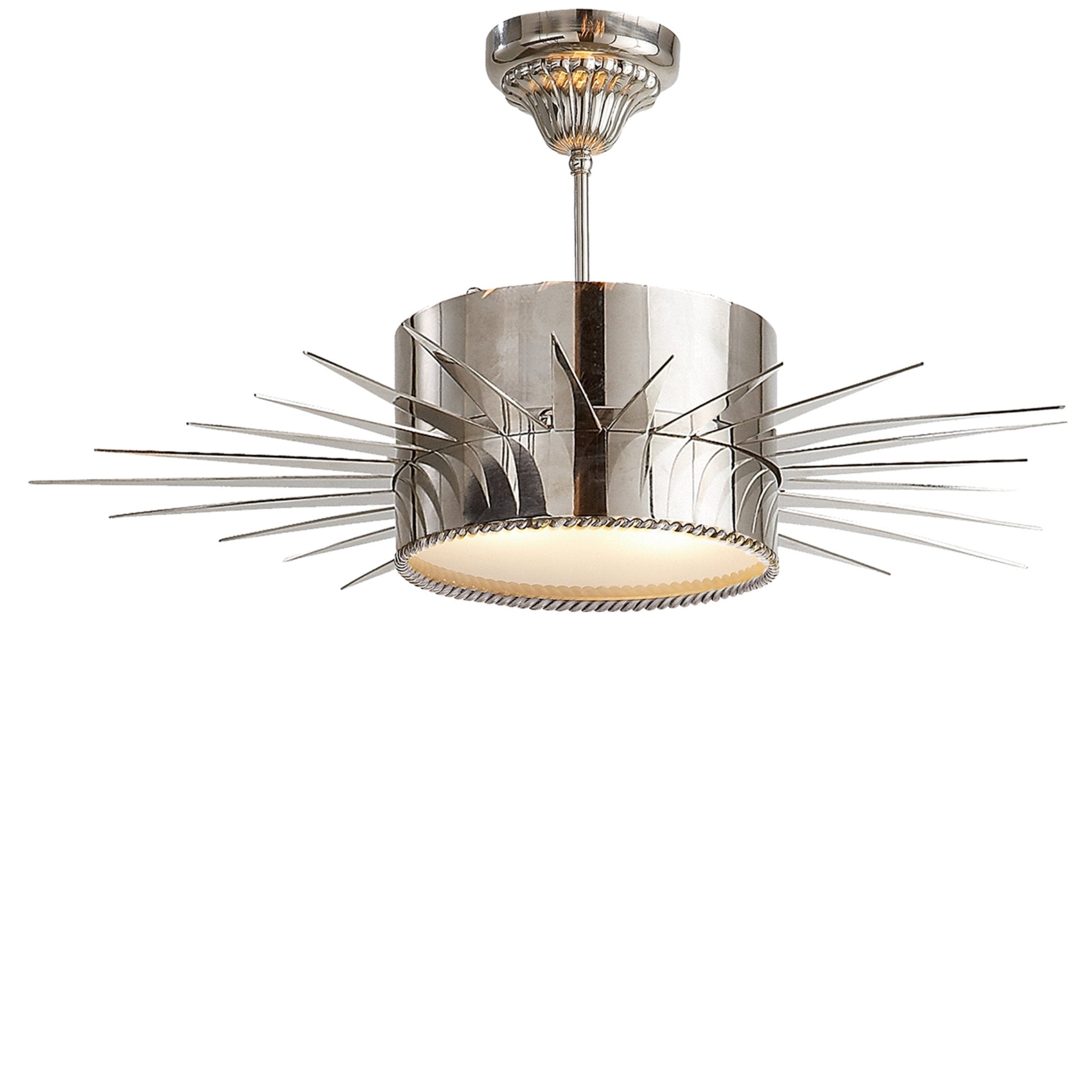 Suzanne Kasler Soleil Large Semi-Flush in Polished Nickel with Frosted Glass Ceiling Light W28" x H14.5"