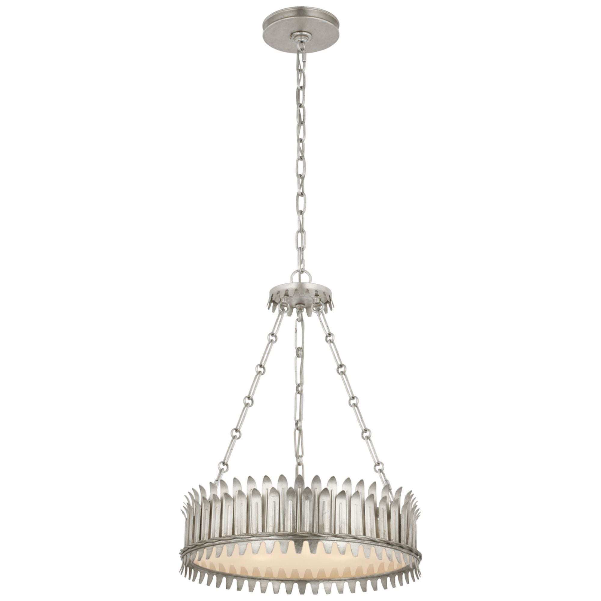 Suzanne Kasler Leslie 18" Chandelier in Burnished Silver Leaf with Frosted Acrylic Ceiling Light W17.75" x H22.5"