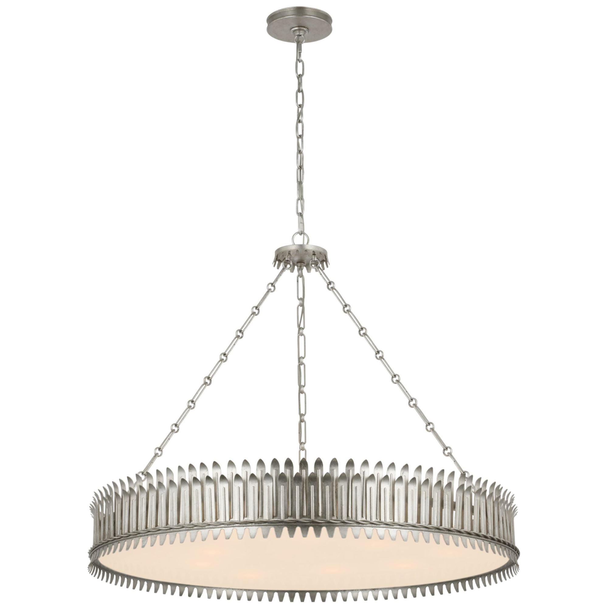 Suzanne Kasler Leslie 37" Chandelier in Burnished Silver Leaf with Frosted Acrylic Ceiling Light W36.75" x H29.75"