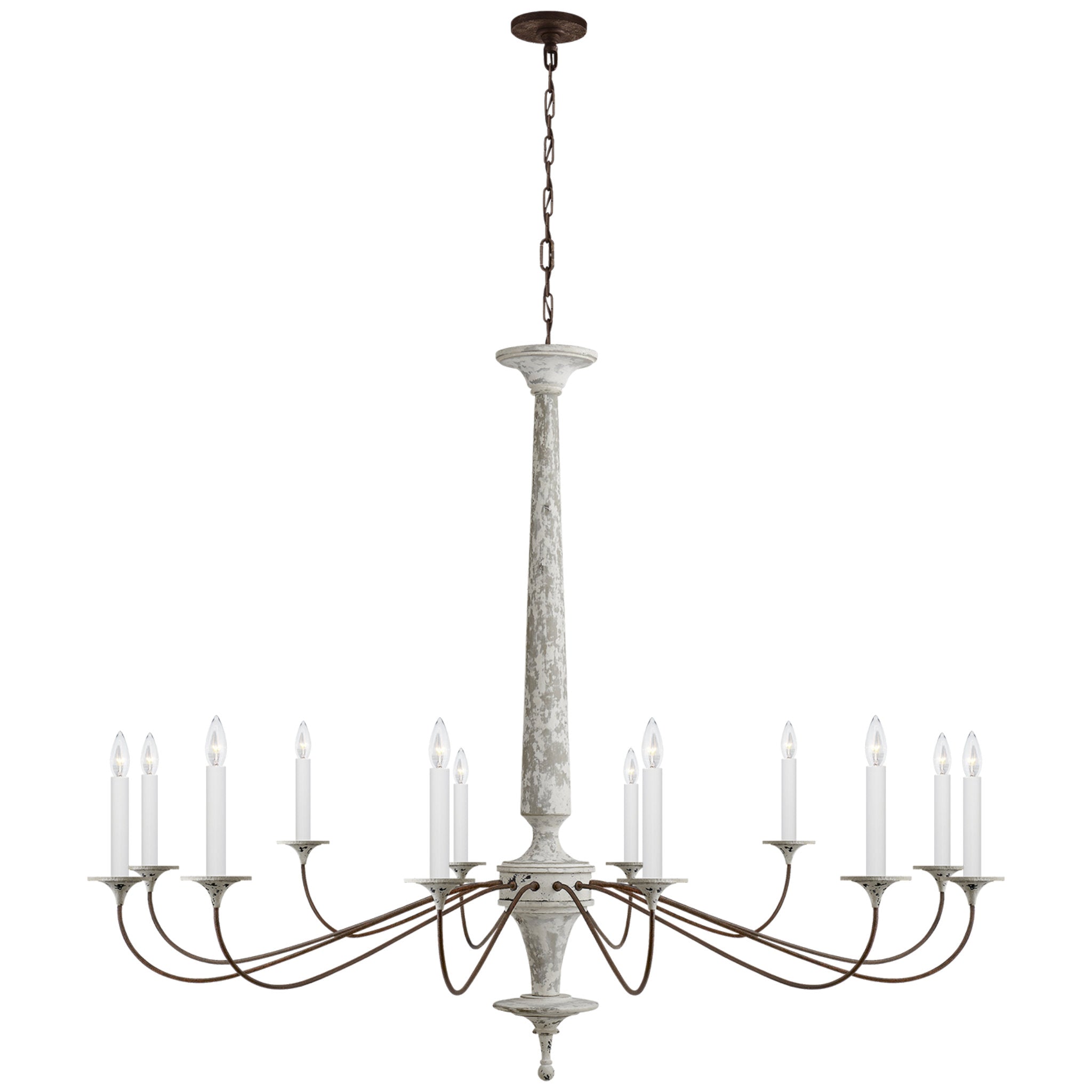 Suzanne Kasler Bordeaux Grande Chandelier in Swedish White and Natural Rust Ceiling Light W59.75"
